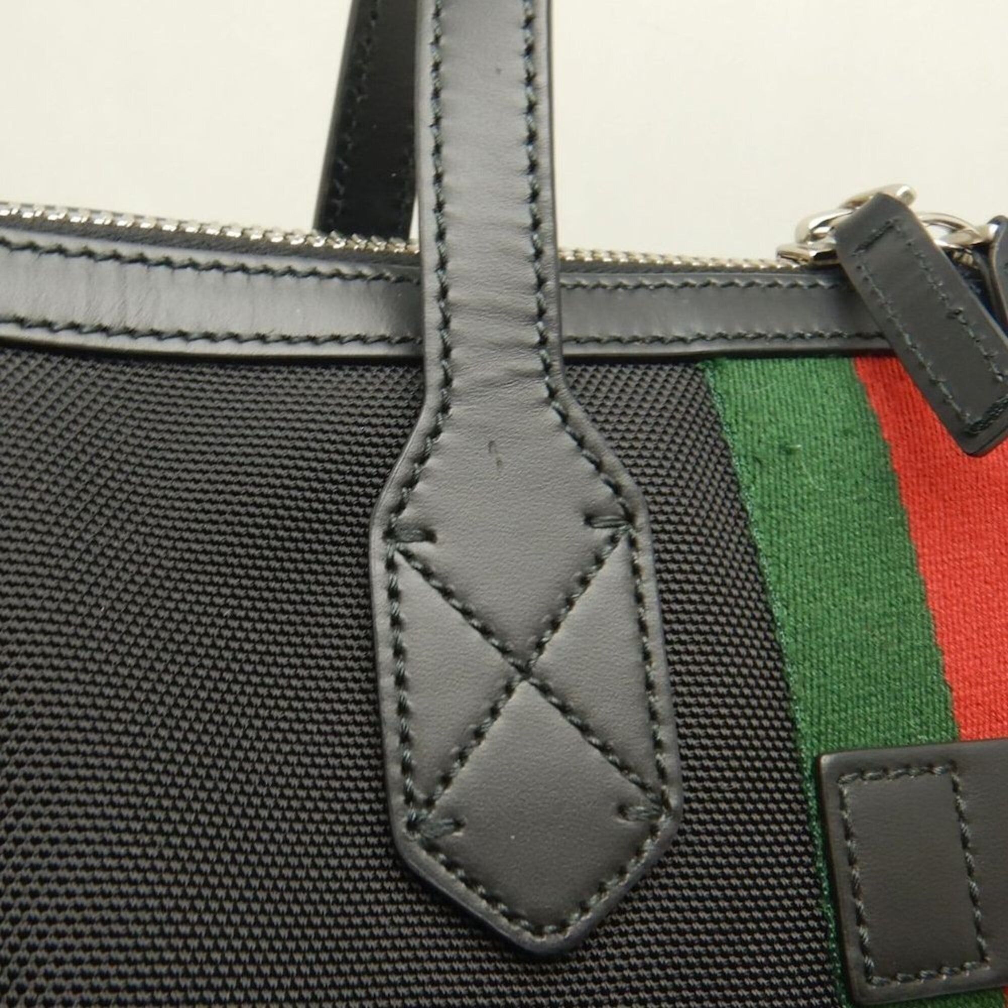 Gucci GUCCI Webbing Line 630923 Tote Bag, Canvas x Leather, Black, Outlet, Women's, Item No. 253792 Size ONE SIZE - 10 Thumbnail