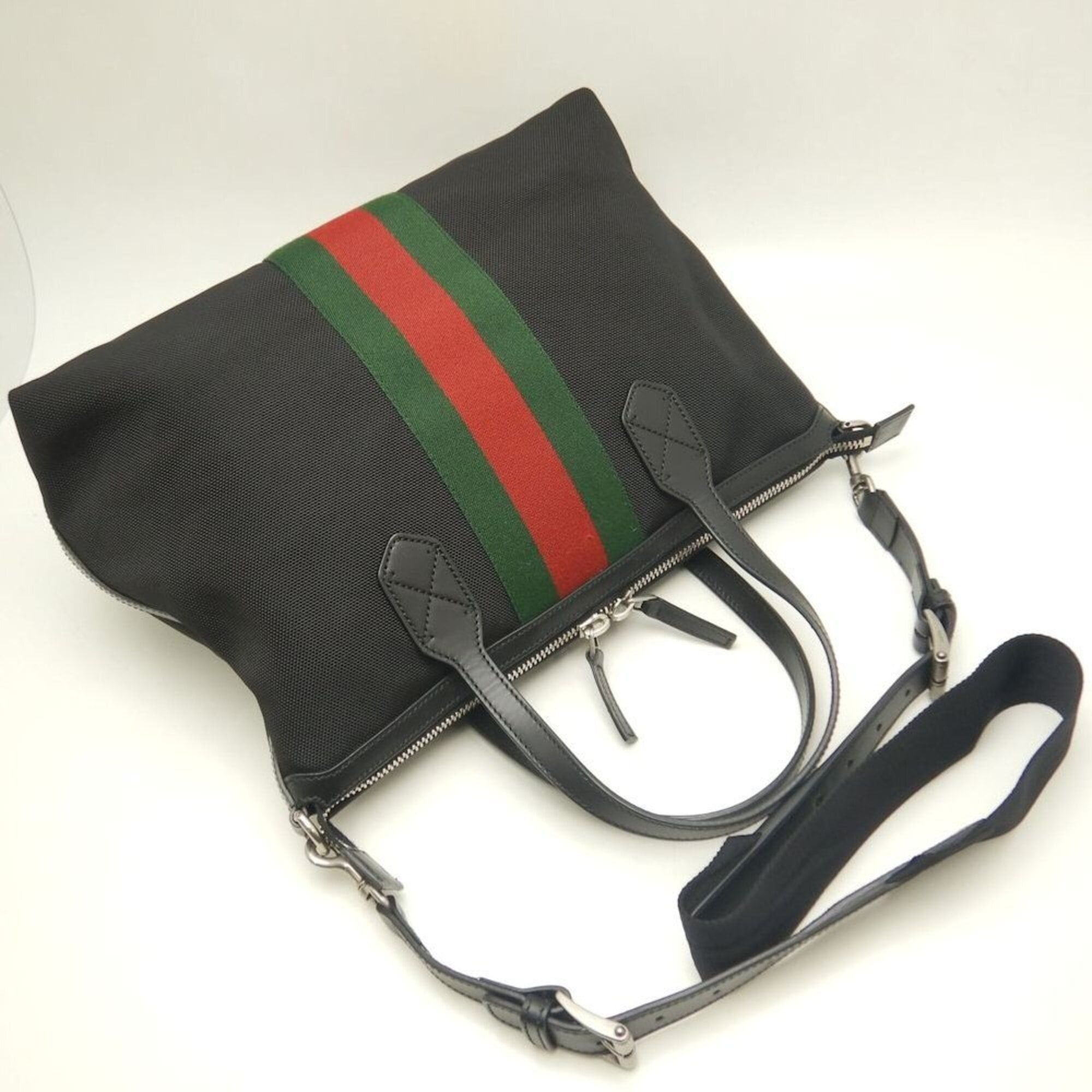 Gucci GUCCI Webbing Line 630923 Tote Bag, Canvas x Leather, Black, Outlet, Women's, Item No. 253792 Size ONE SIZE - 3 Thumbnail