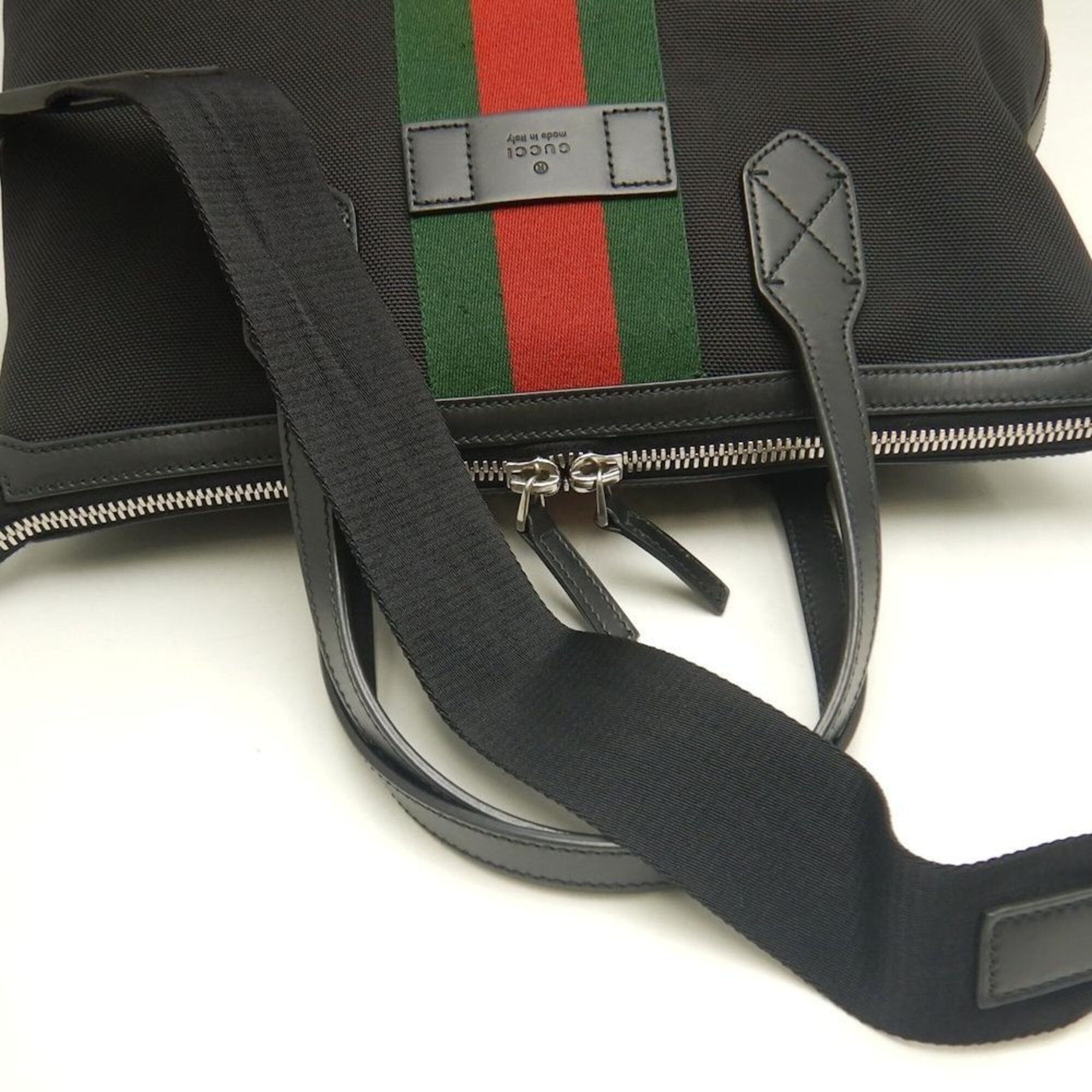 Gucci GUCCI Webbing Line 630923 Tote Bag, Canvas x Leather, Black, Outlet, Women's, Item No. 253792 Size ONE SIZE - 8 Thumbnail