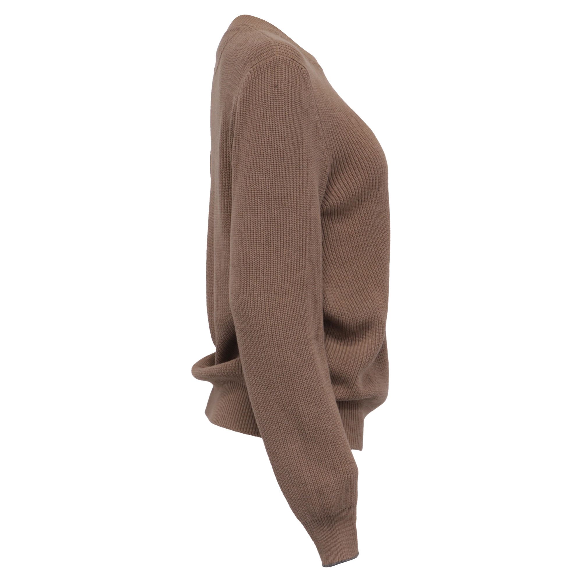 Brunello Cucinelli Brunello Cucinelli Knitted Crewneck Sweater in Brown Cotton Size US M / EU 48-50 / 2 - 3 Thumbnail