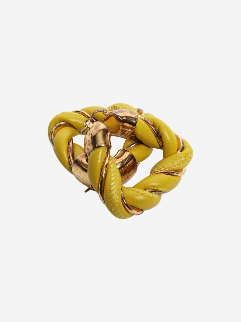Bottega Veneta Green leather twist hoop earrings Size ONE SIZE - 3 Thumbnail