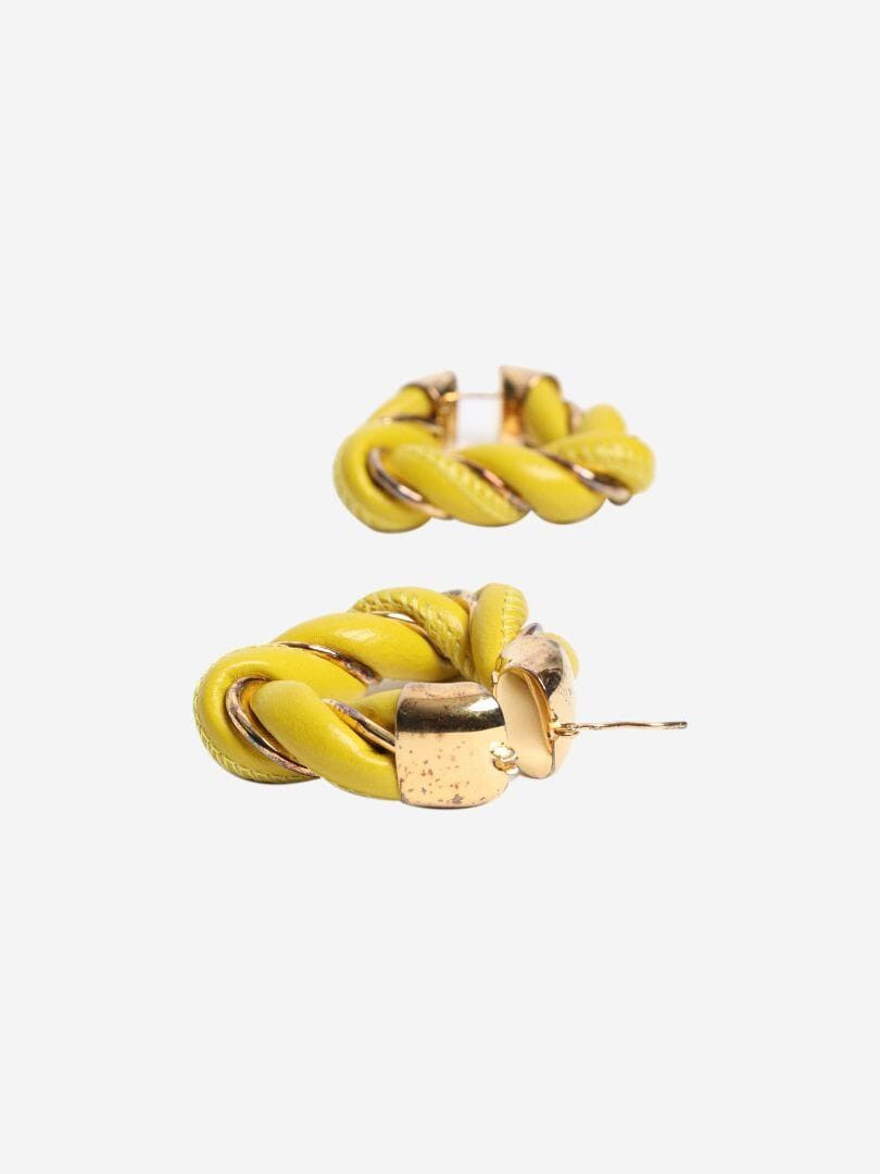 Bottega Veneta Green leather twist hoop earrings Size ONE SIZE - 2 Thumbnail