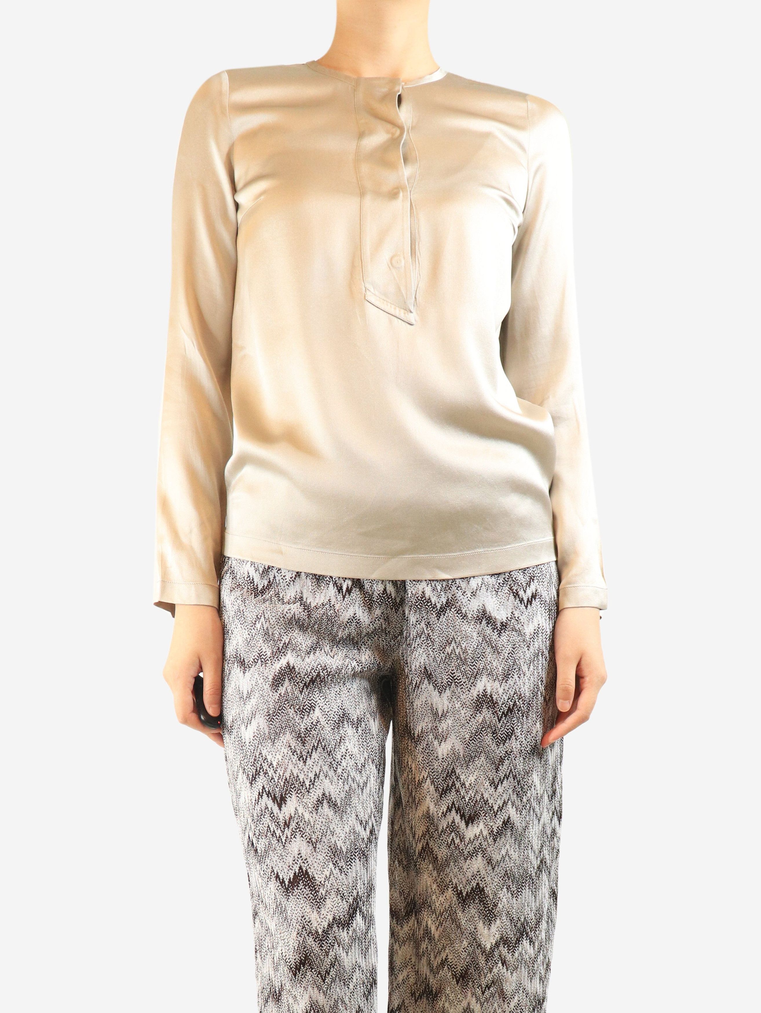 Brunello Cucinelli Neutral sparkly silk blouse - S Size S / US 4 / IT 40 - 4 Thumbnail