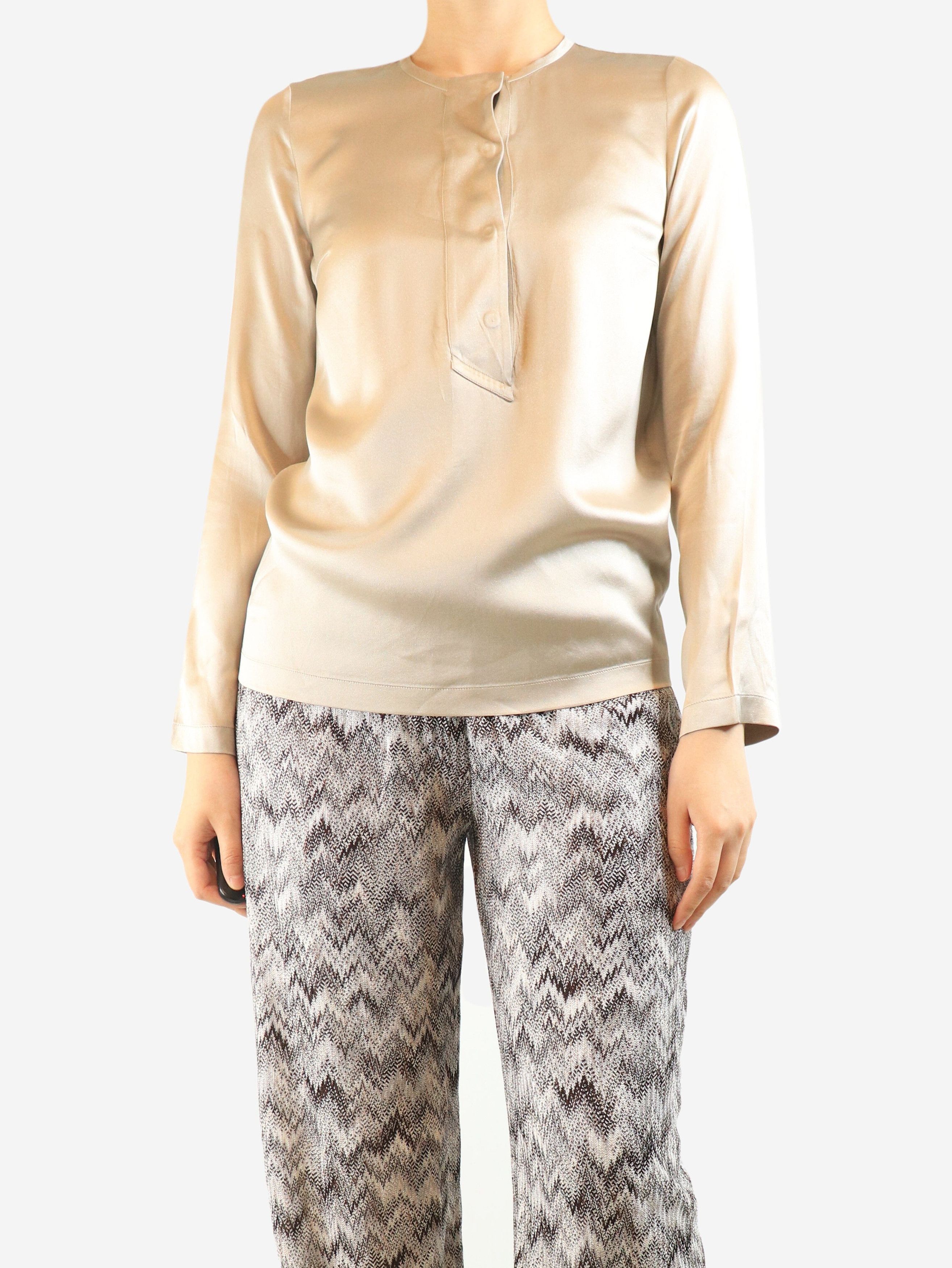 Brunello Cucinelli Neutral sparkly silk blouse - S Size S / US 4 / IT 40 - 2 Thumbnail