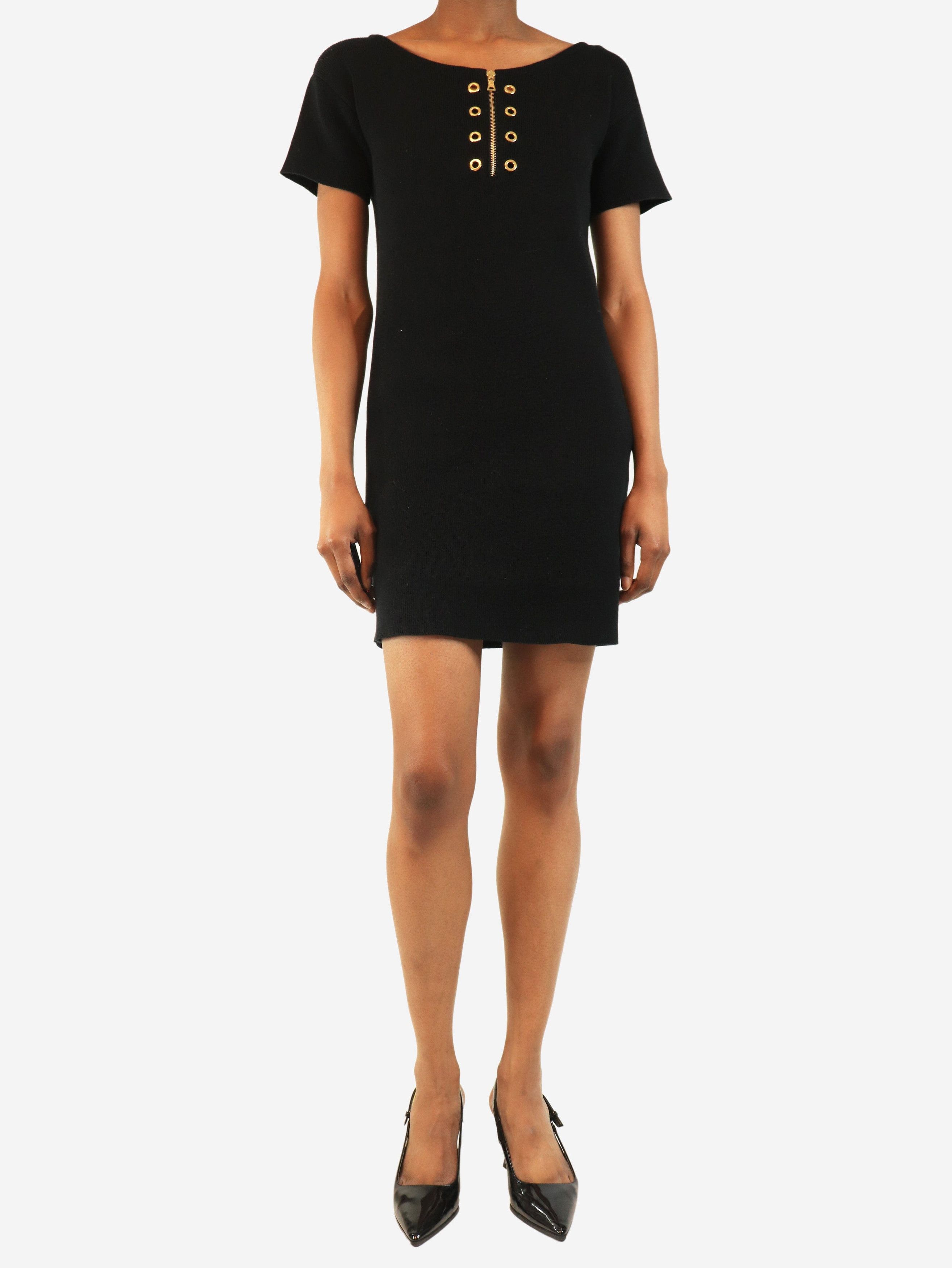 Prada Black knit eyelet mini dress - UK 6 Size XS / US 0-2 / IT 36-38 - 2 Thumbnail