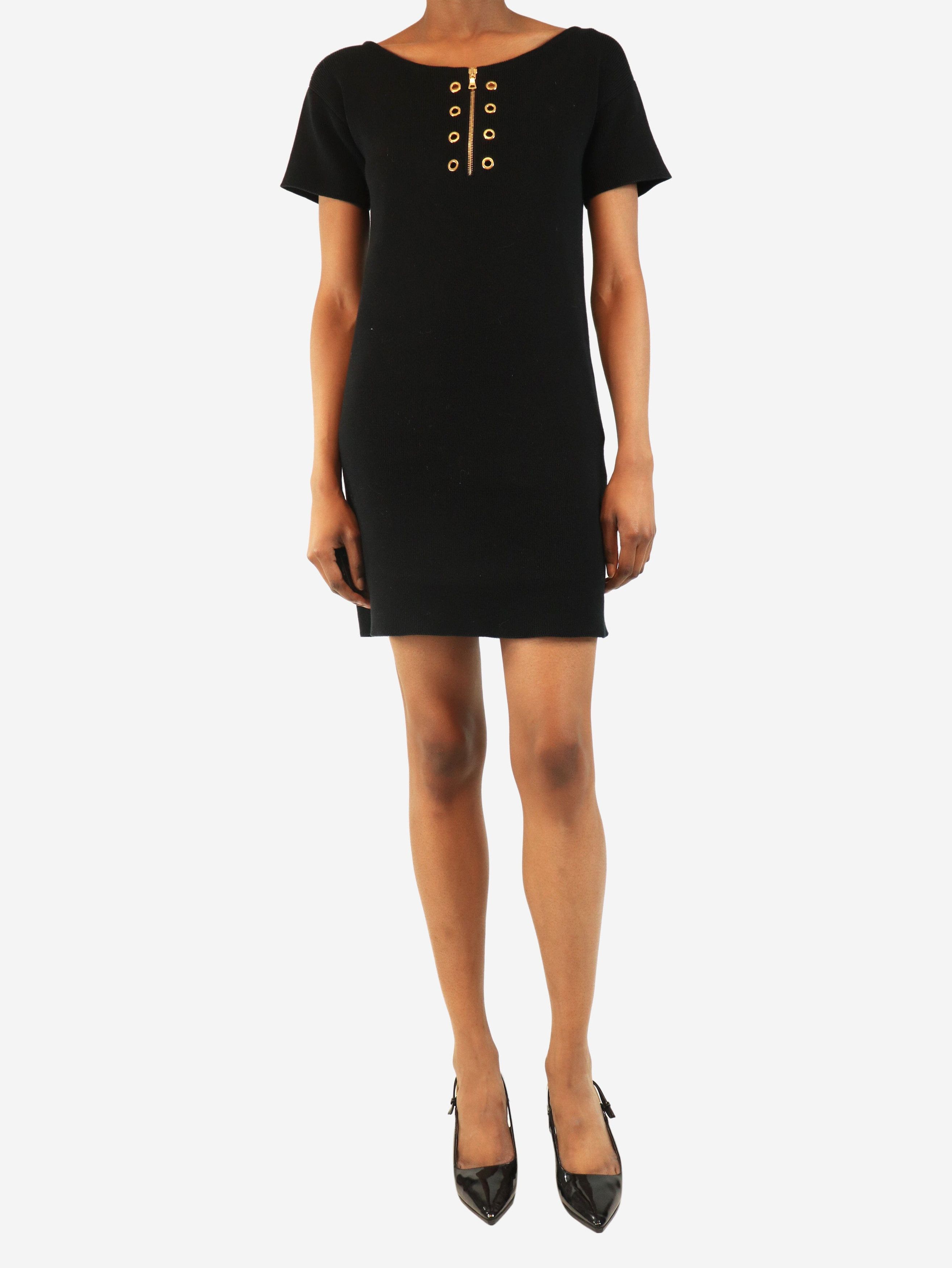 Prada Black knit eyelet mini dress - UK 6 Size XS / US 0-2 / IT 36-38 - 4 Thumbnail