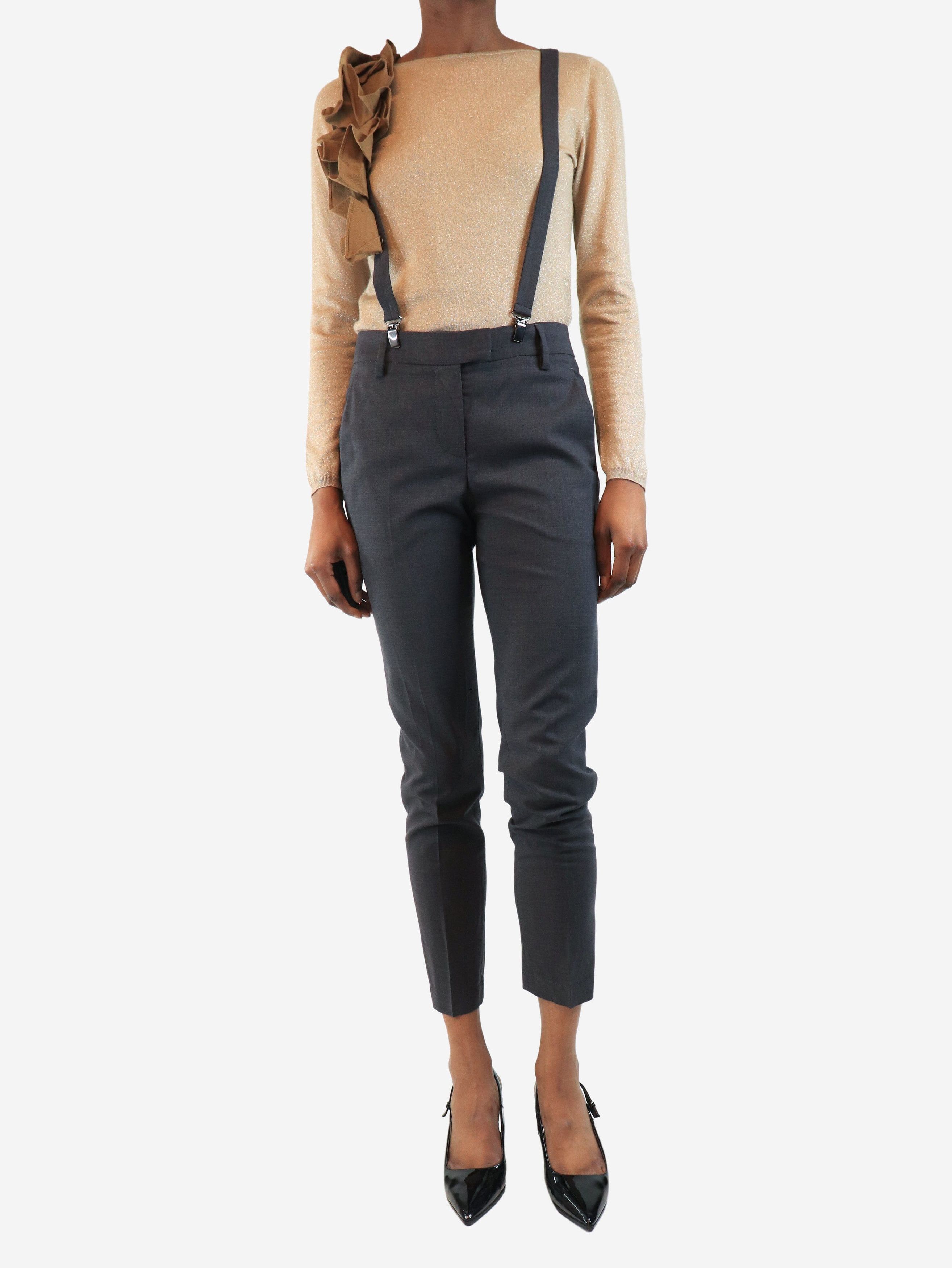 Brunello Cucinelli Dark grey wool trousers with suspenders - UK 6 Size 26" / US 2 / IT 38 - 2 Thumbnail