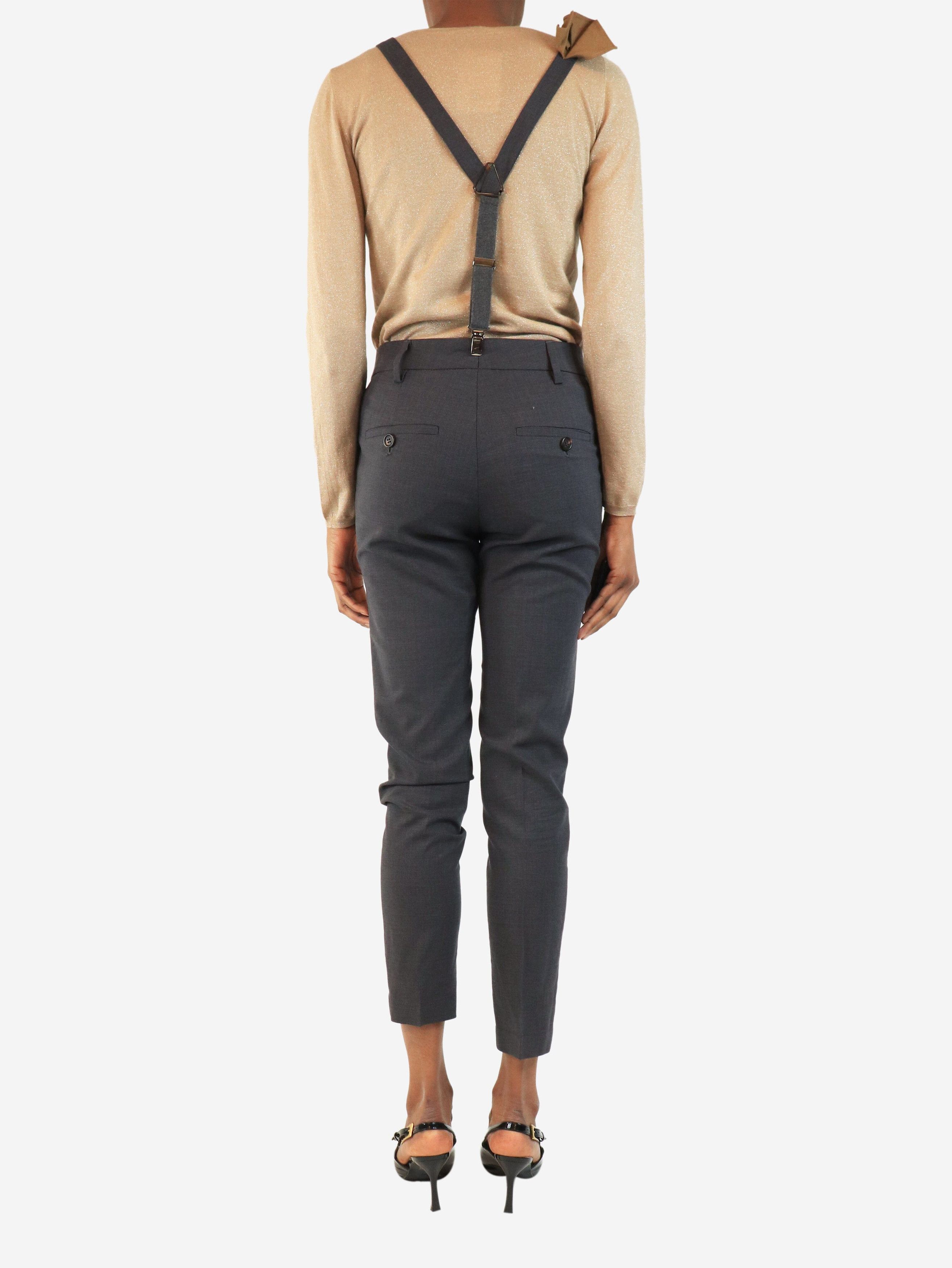Brunello Cucinelli Dark grey wool trousers with suspenders - UK 6 Size 26" / US 2 / IT 38 - 3 Thumbnail