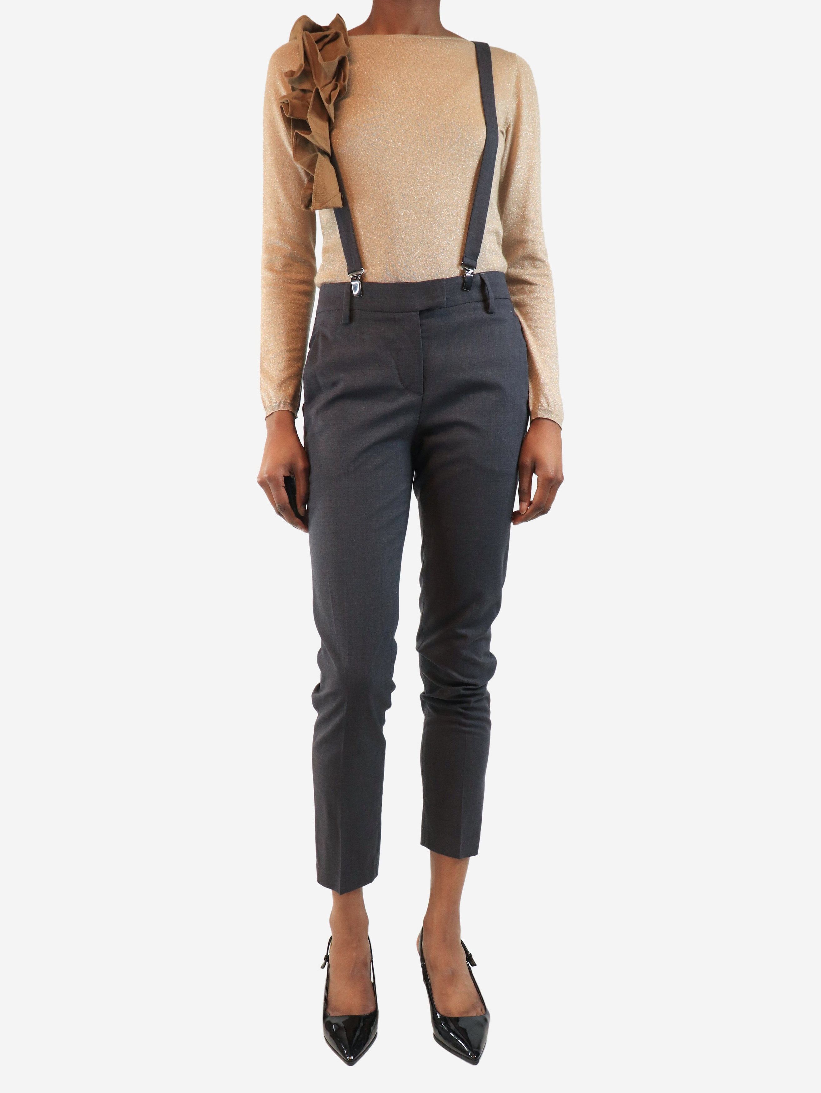 Brunello Cucinelli Dark grey wool trousers with suspenders - UK 6 Size 26" / US 2 / IT 38 - 4 Thumbnail