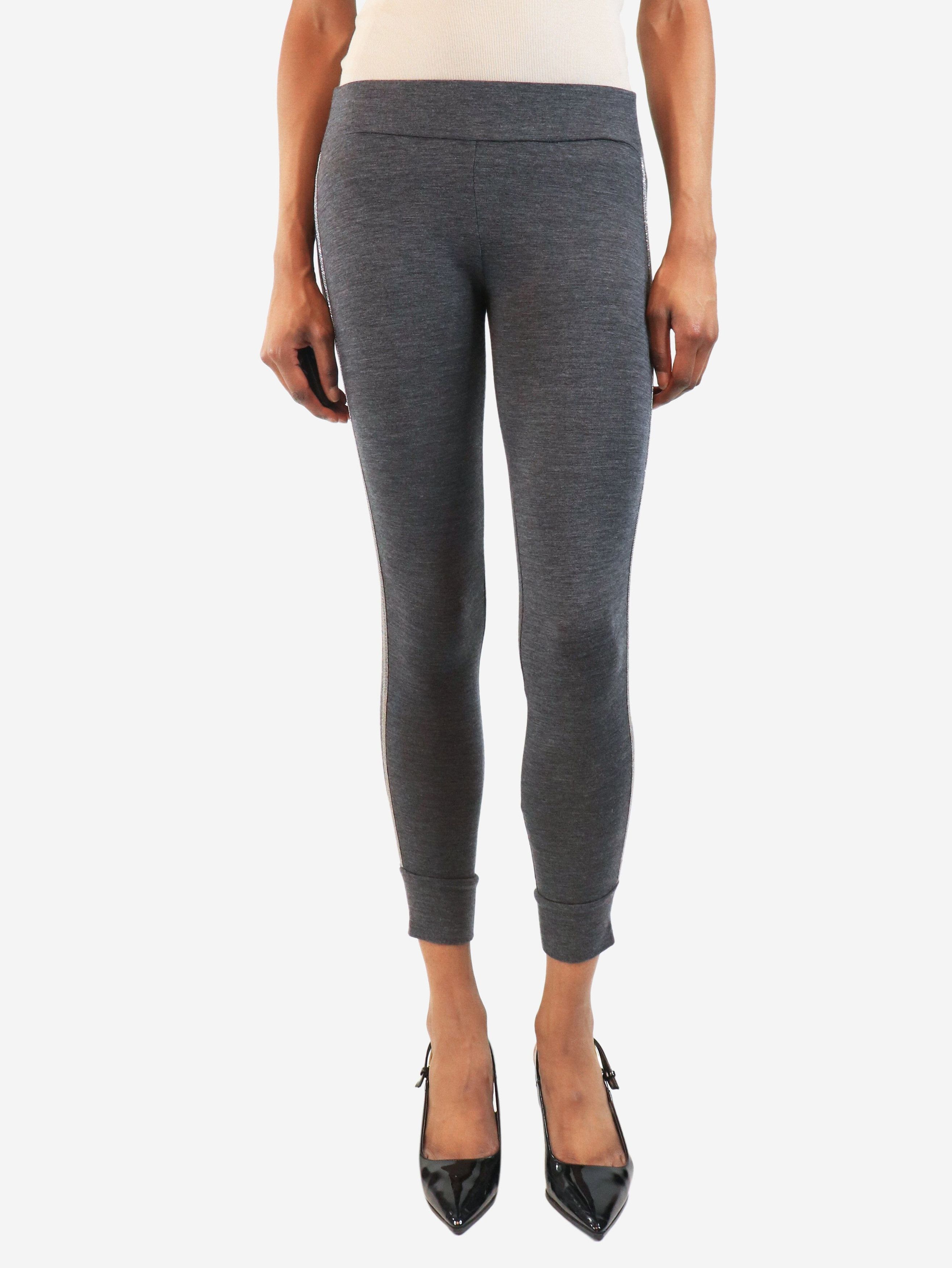 Brunello Cucinelli Grey bead-embellished leggings - UK 6 Size 26" / US 2 / IT 38 - 2 Thumbnail