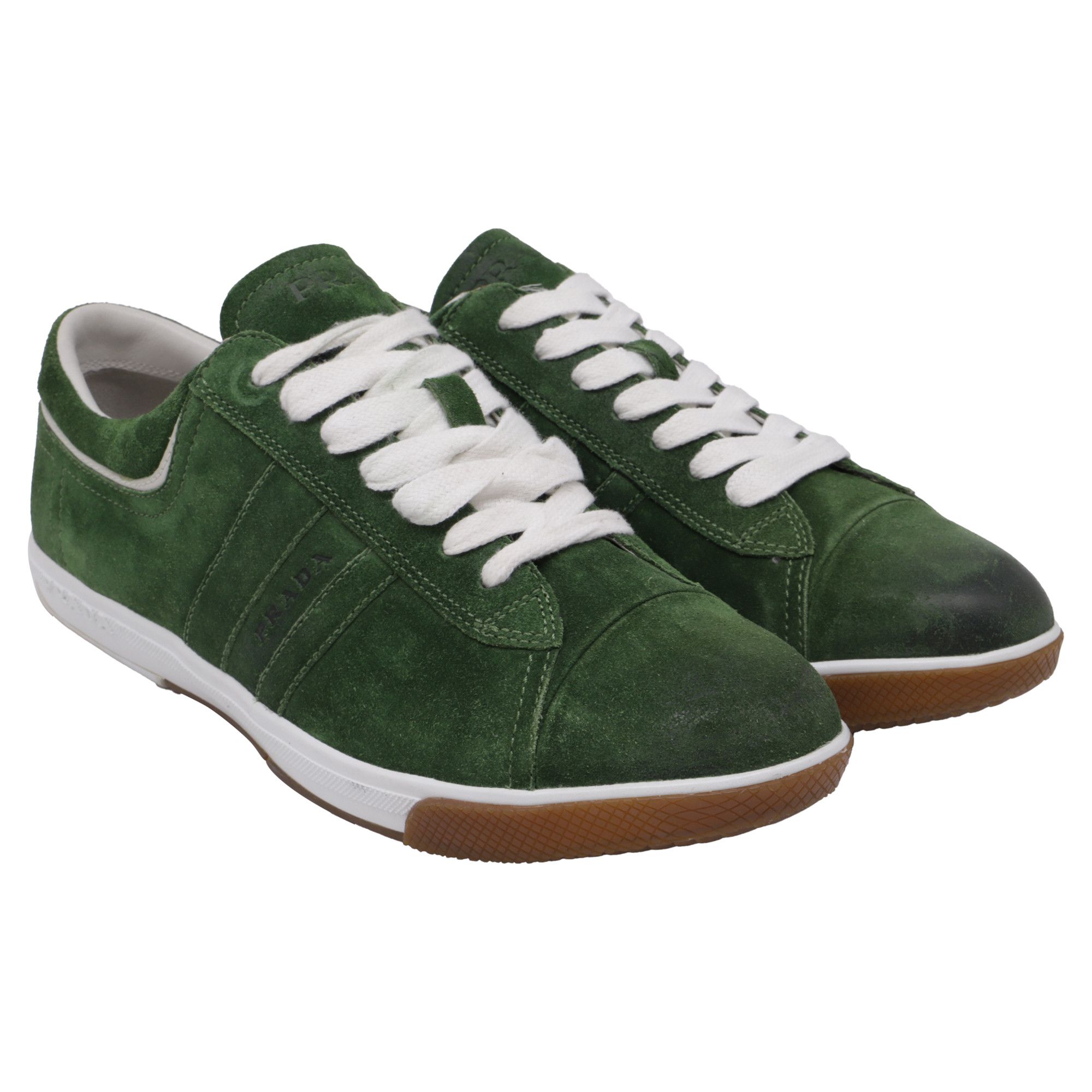 Prada Prada Sport Cap-Toe Sneakers in Olive Suede Size US 7 / EU 40 - 2 Thumbnail