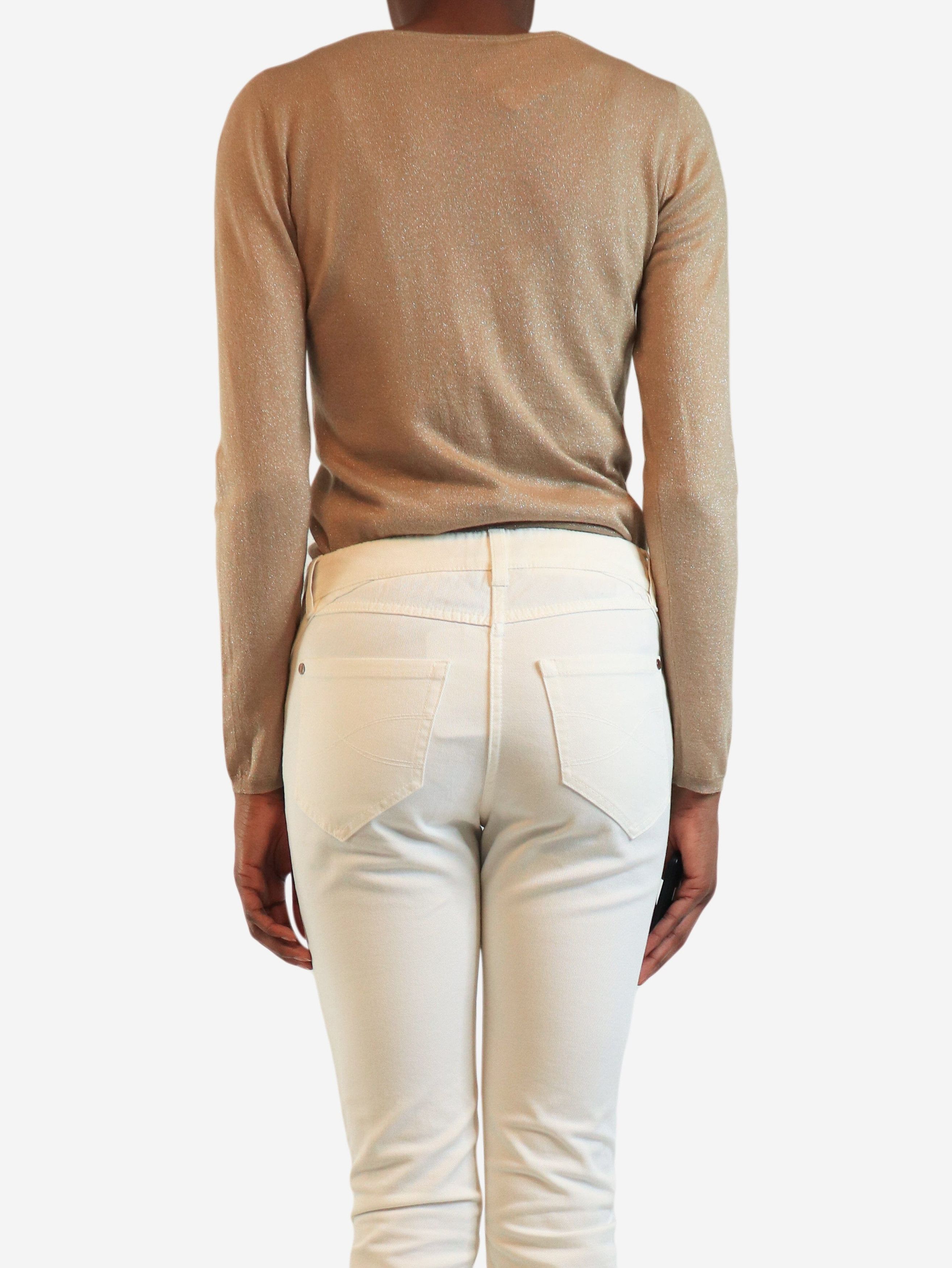 Brunello Cucinelli Neutral lurex fine knit sweater - S Size S / US 4 / IT 40 - 3 Thumbnail
