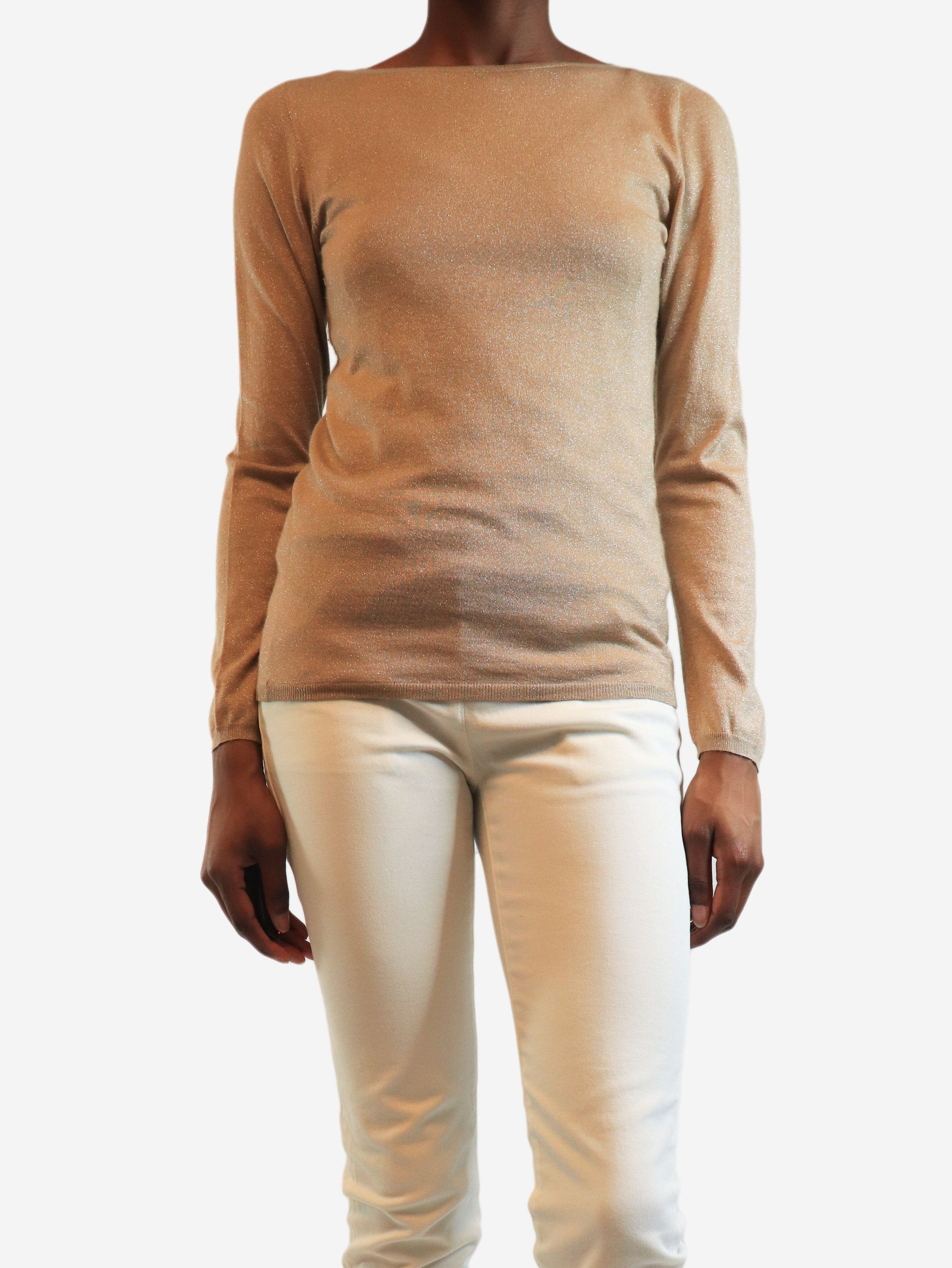 Brunello Cucinelli Neutral lurex fine knit sweater - S Size S / US 4 / IT 40 - 2 Thumbnail