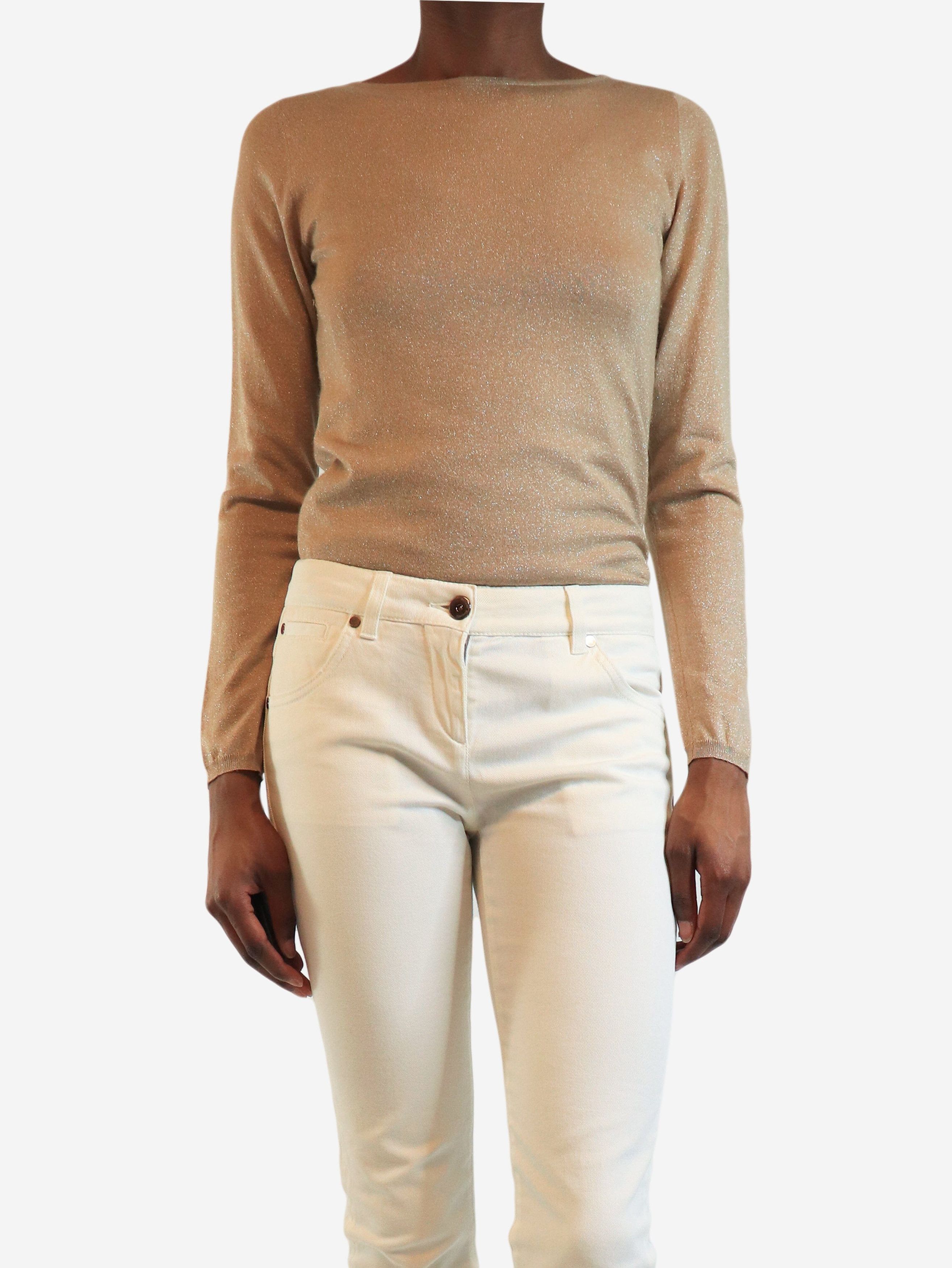 Brunello Cucinelli Neutral lurex fine knit sweater - S Size S / US 4 / IT 40 - 4 Thumbnail