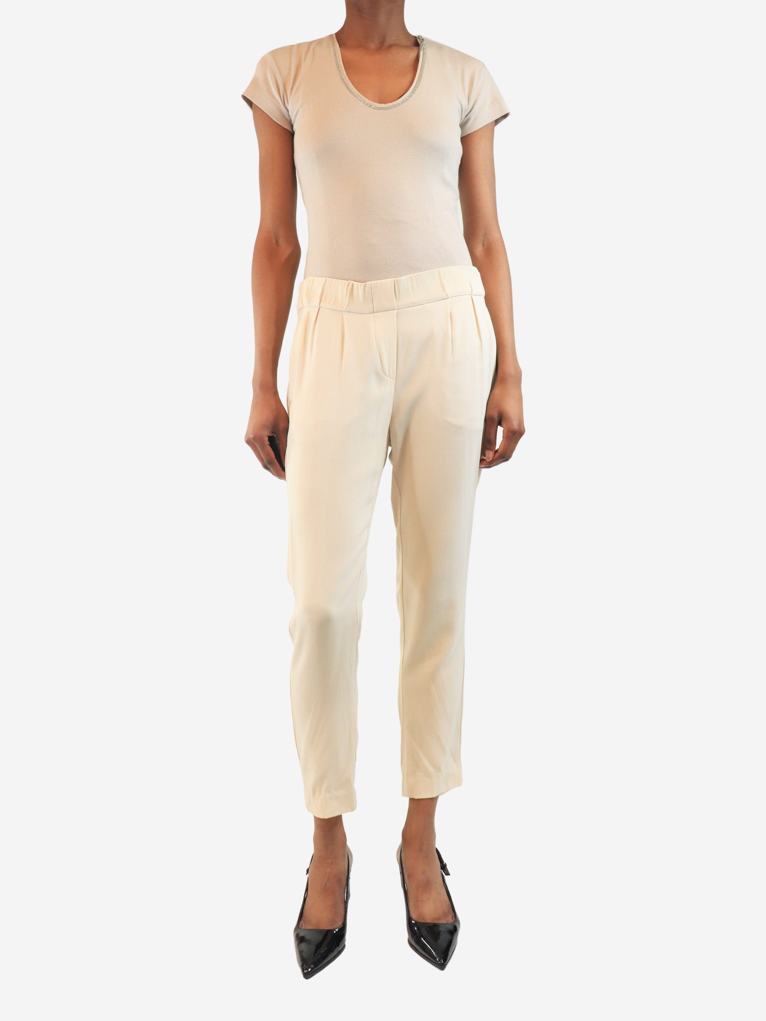 Brunello Cucinelli Cream silk trousers - UK 6 Size 26" / US 2 / IT 38 - 3 Thumbnail