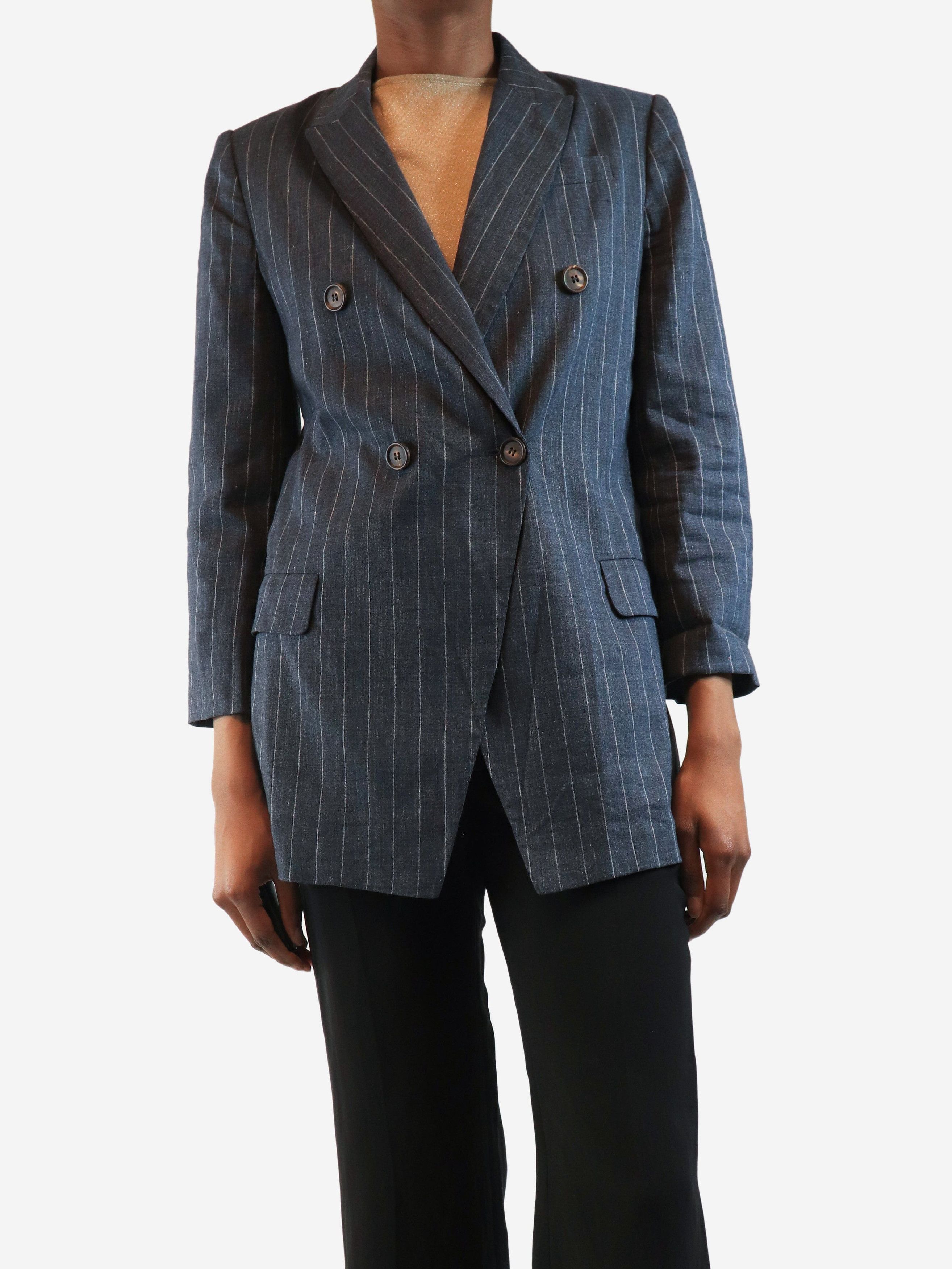 Brunello Cucinelli Grey pinstripe blazer - UK 8 Size S / US 4 / IT 40 - 2 Thumbnail