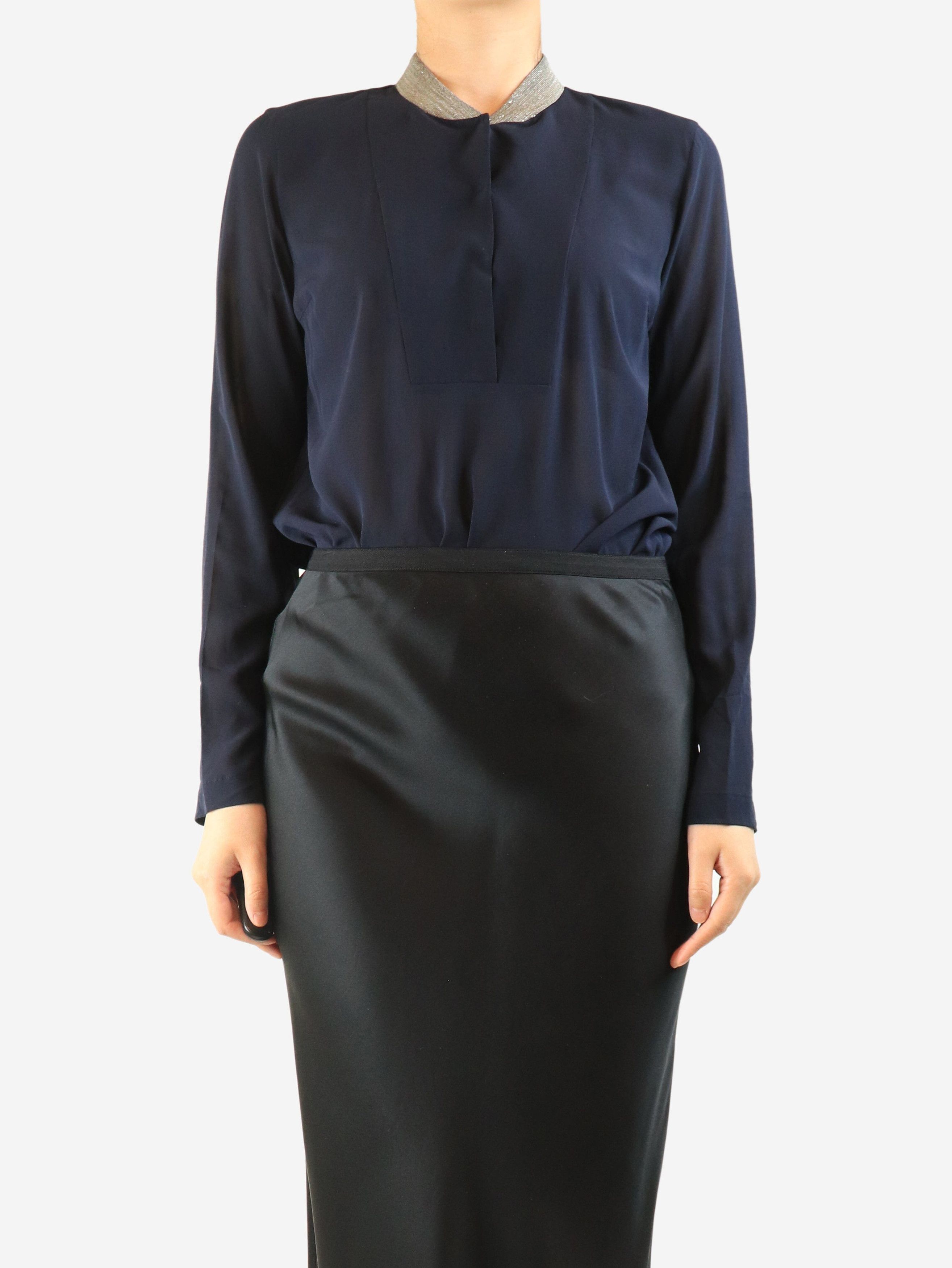 Brunello Cucinelli Navy silk blouse - S Size S / US 4 / IT 40 - 4 Thumbnail