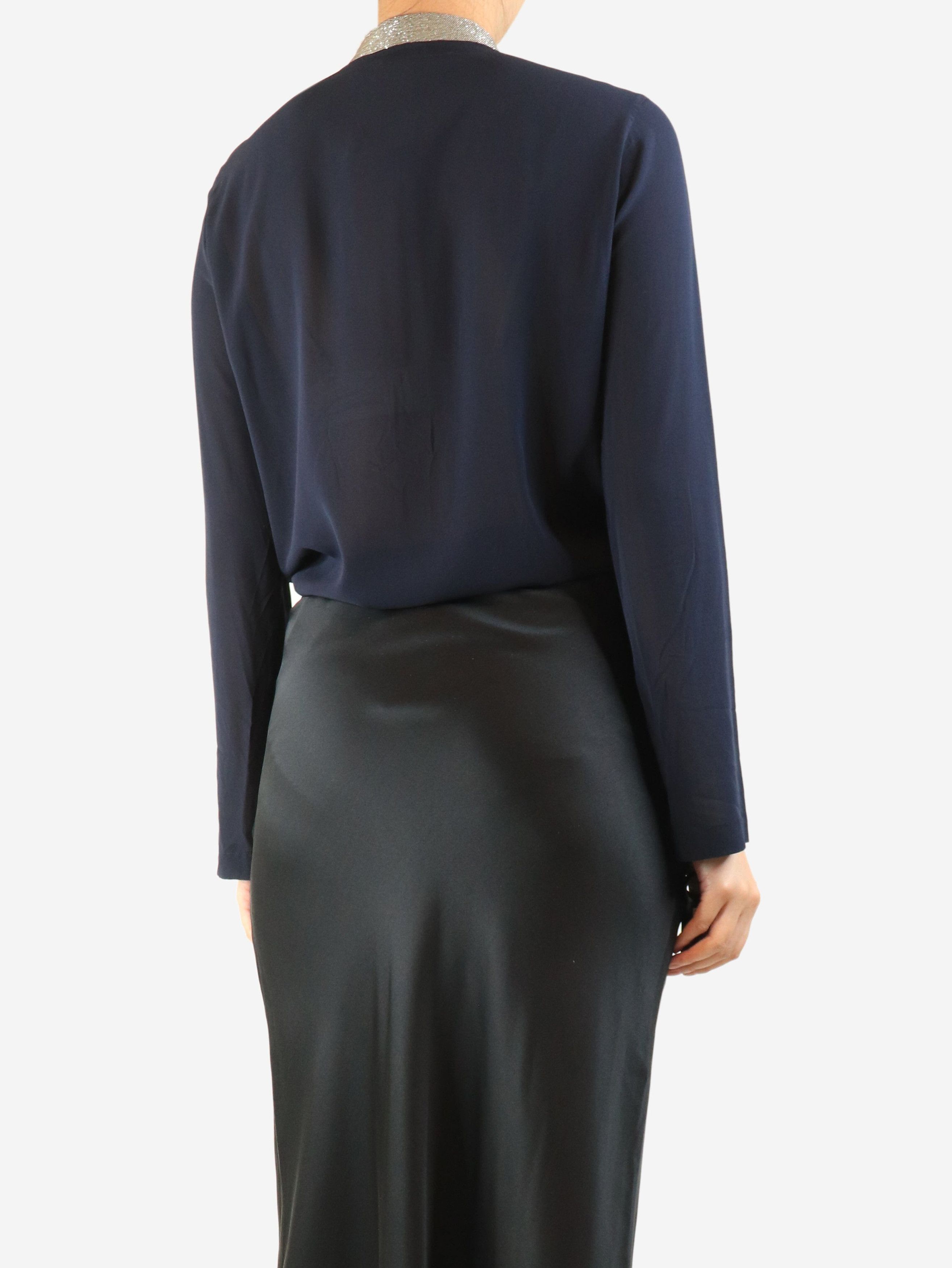 Brunello Cucinelli Navy silk blouse - S Size S / US 4 / IT 40 - 3 Thumbnail