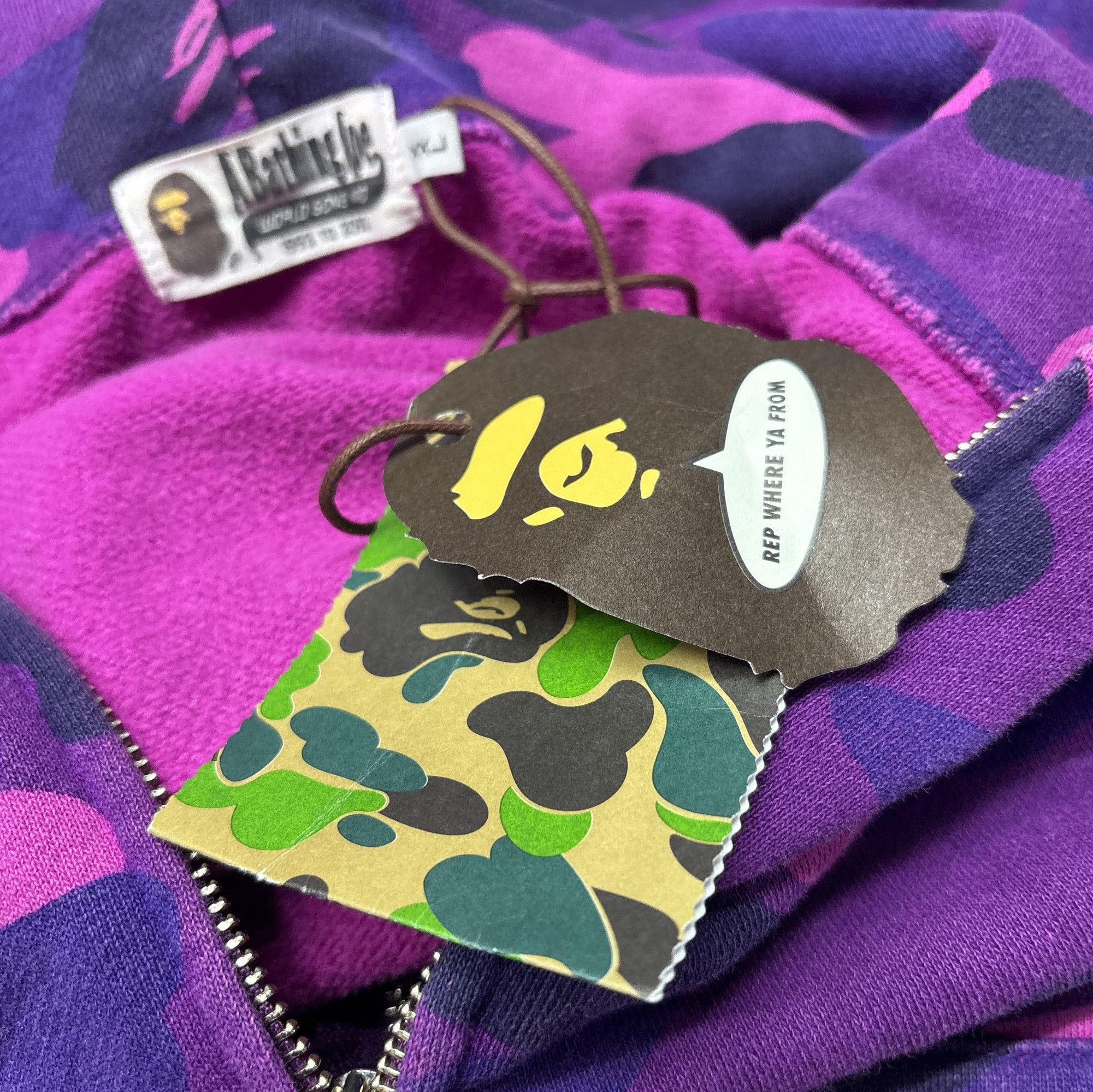 Bape A BATHING APE Purple Camo Tiger Full Zip Hoodie Size XXL Size US XXL / EU 58 / 5 - 4 Thumbnail