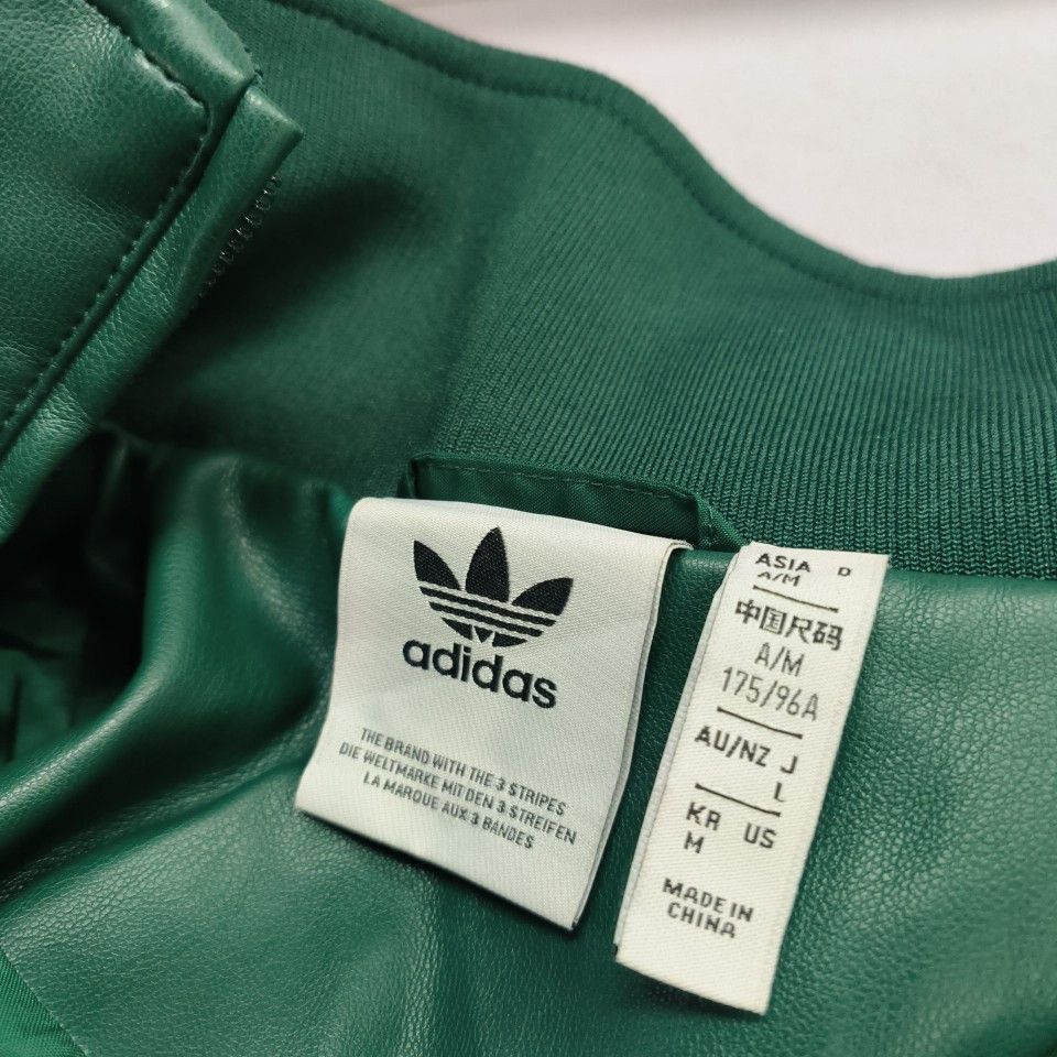 Adidas Adidas Originals Green Faux Leather Track Jacket Size M Size US M / EU 48-50 / 2 - 2 Thumbnail