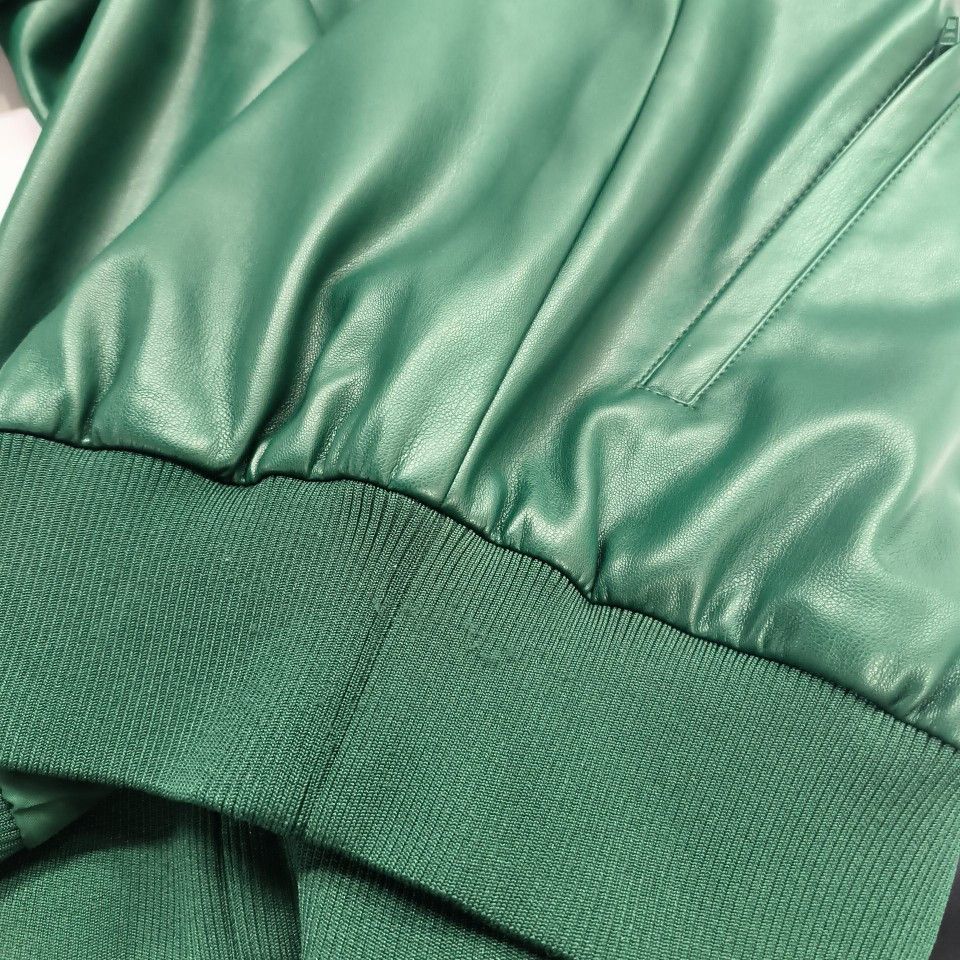 Adidas Adidas Originals Green Faux Leather Track Jacket Size M Size US M / EU 48-50 / 2 - 6 Thumbnail