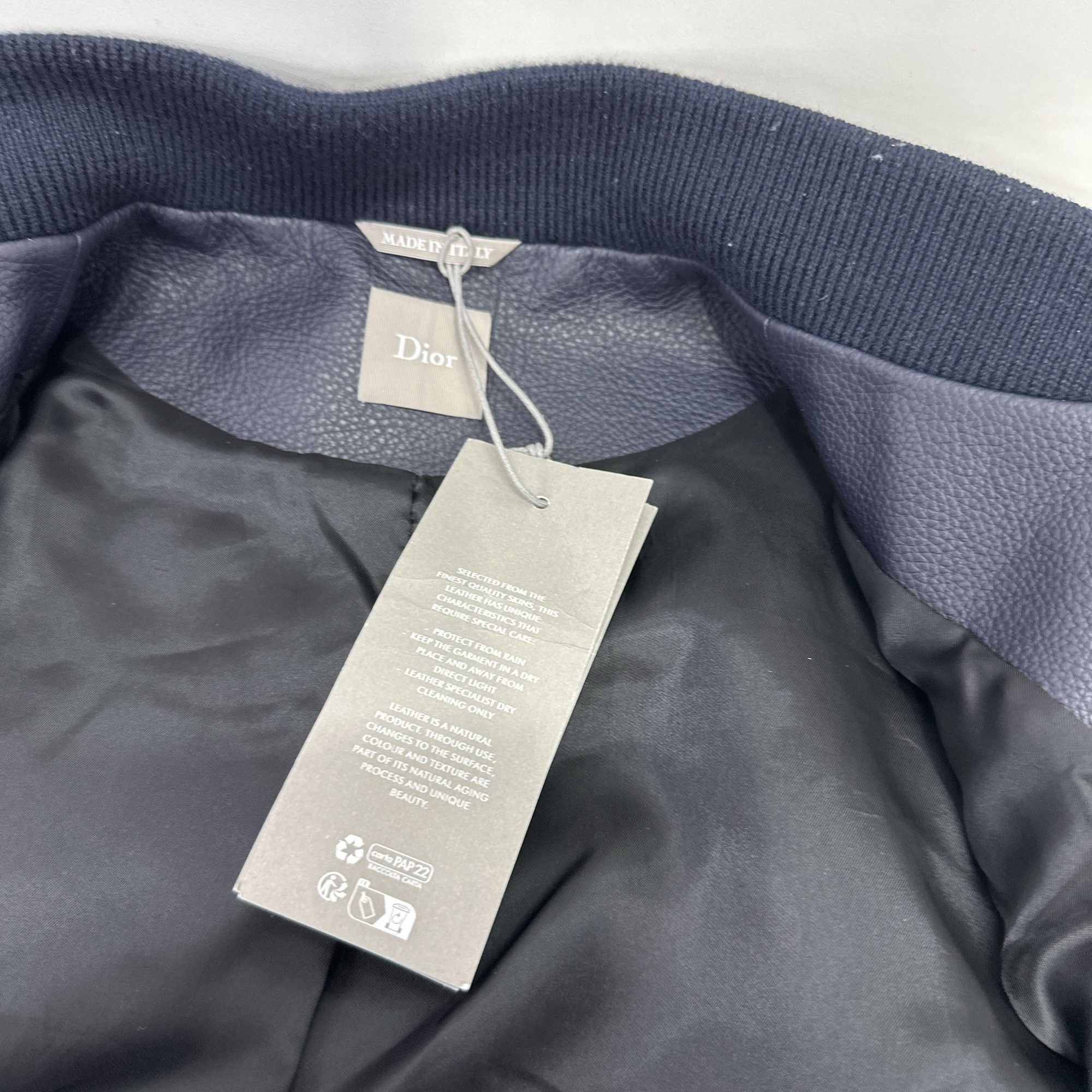 Dior Dior Leather Ribbed Bomber Jacket Size 54 Size US L / EU 52-54 / 3 - 3 Thumbnail