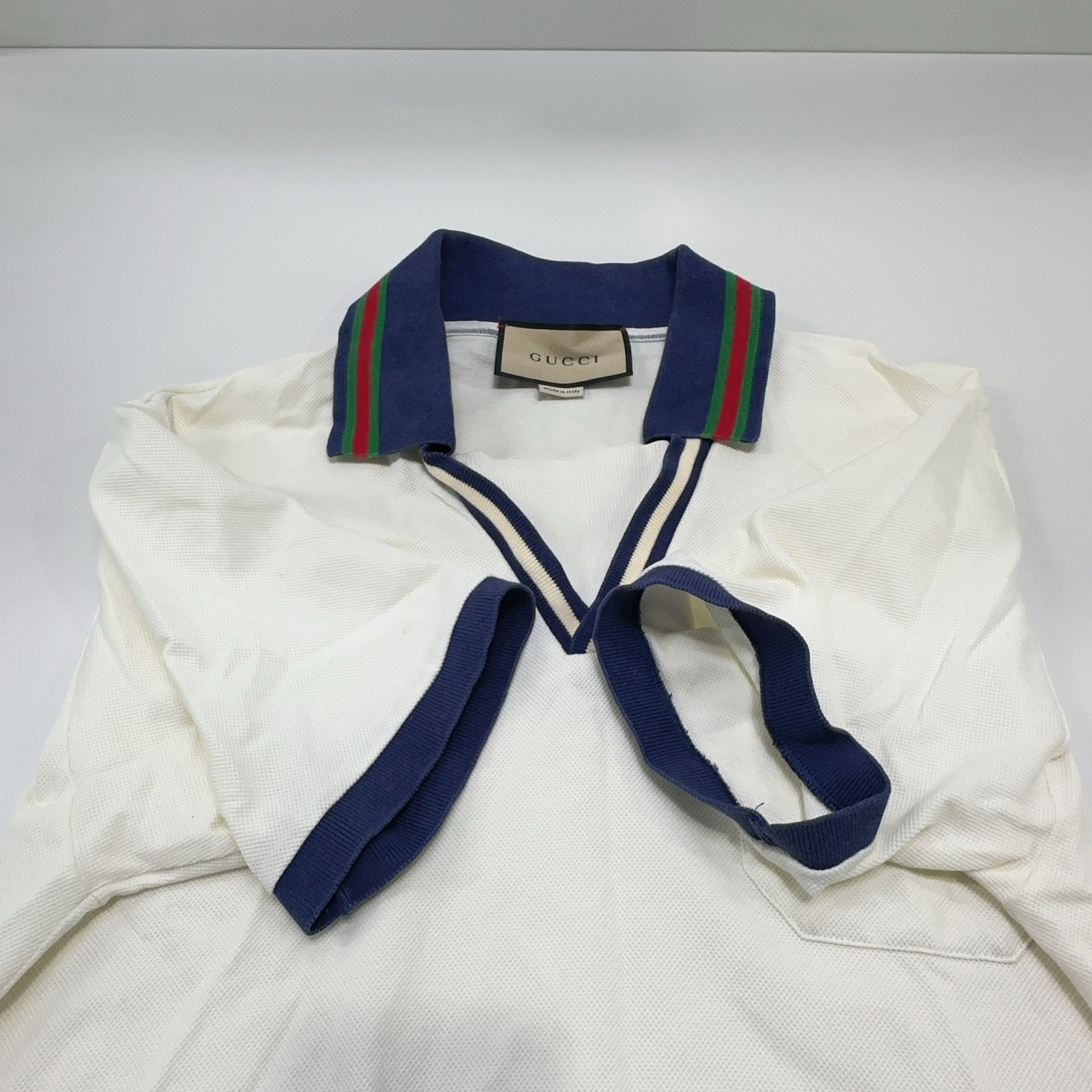 Gucci Gucci Striped Trim V-Neck Polo Shirt Size XS Size US XS / EU 42 / 0 - 7 Thumbnail