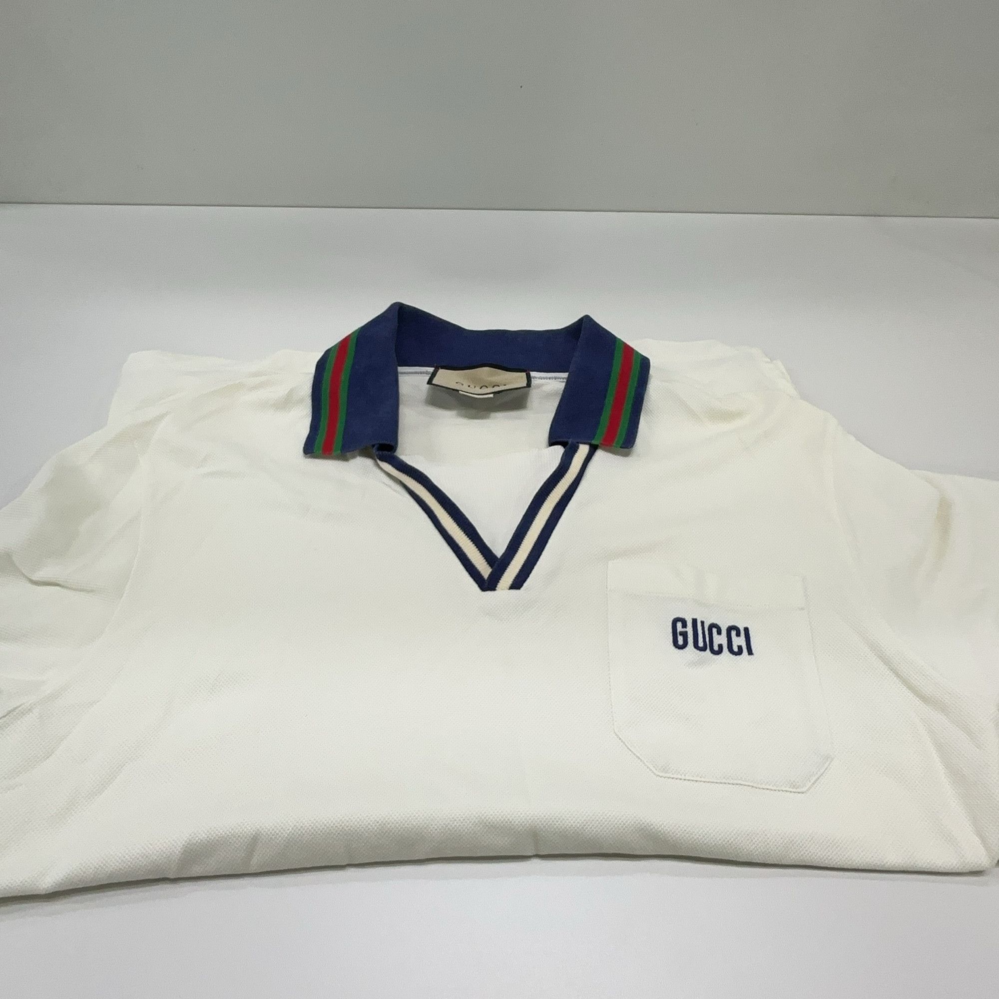 Gucci Gucci Striped Trim V-Neck Polo Shirt Size XS Size US XS / EU 42 / 0 - 8 Thumbnail