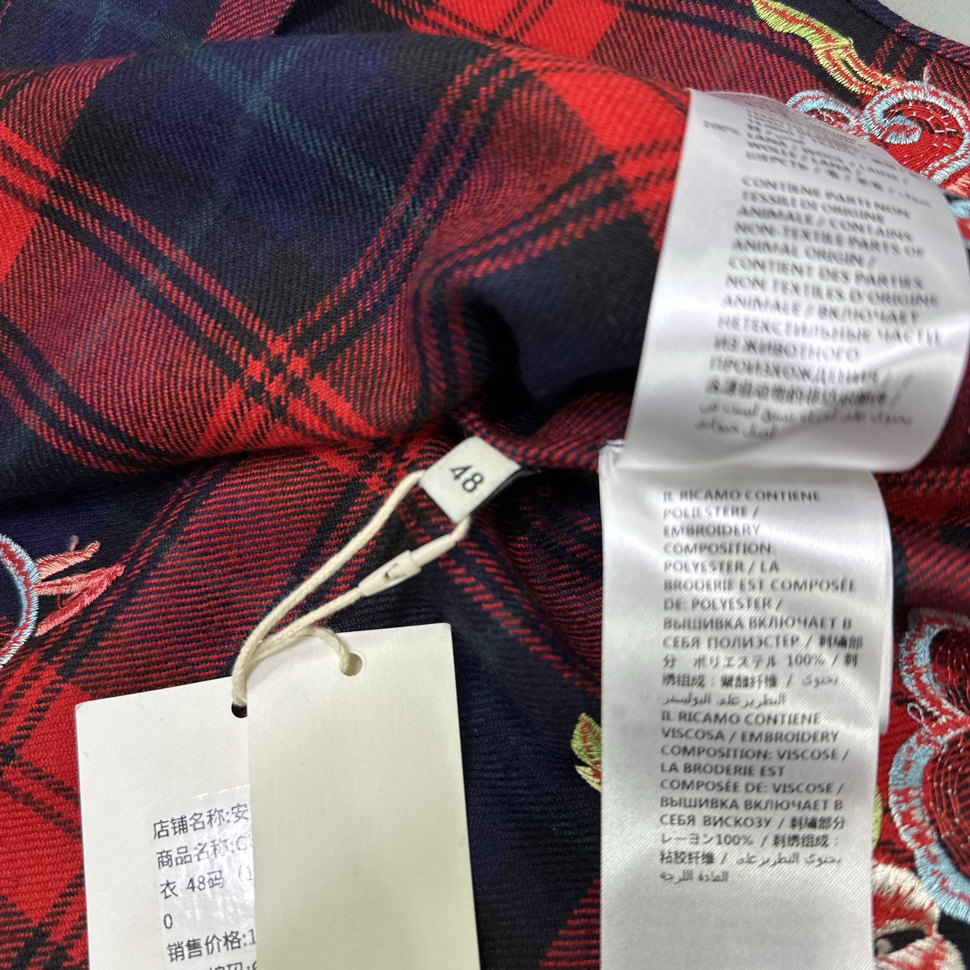 Gucci Gucci Dragon Embroidery Plaid Shirt Size 48 Size US M / EU 48-50 / 2 - 7 Thumbnail