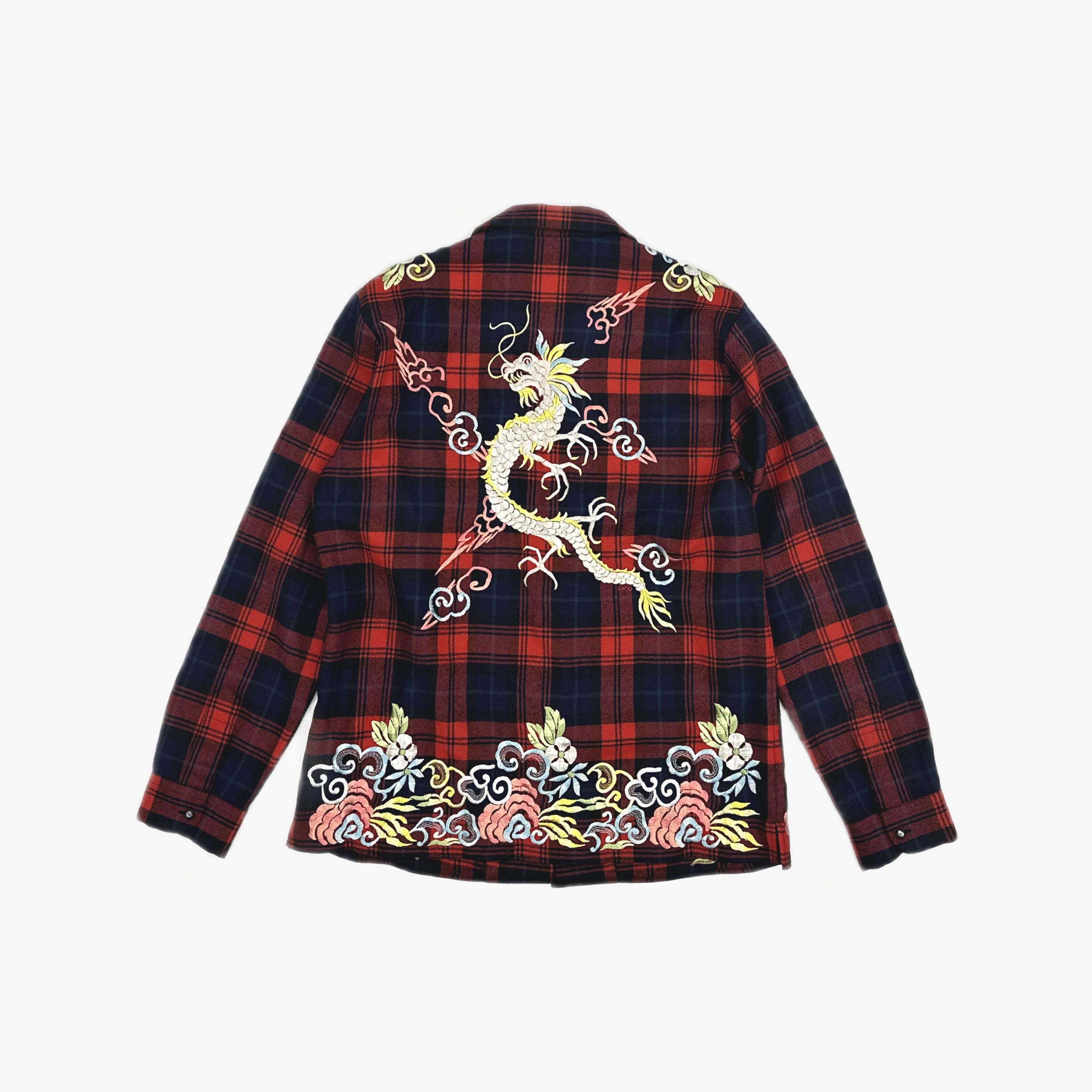 Gucci Gucci Dragon Embroidery Plaid Shirt Size 48 Size US M / EU 48-50 / 2 - 2 Thumbnail