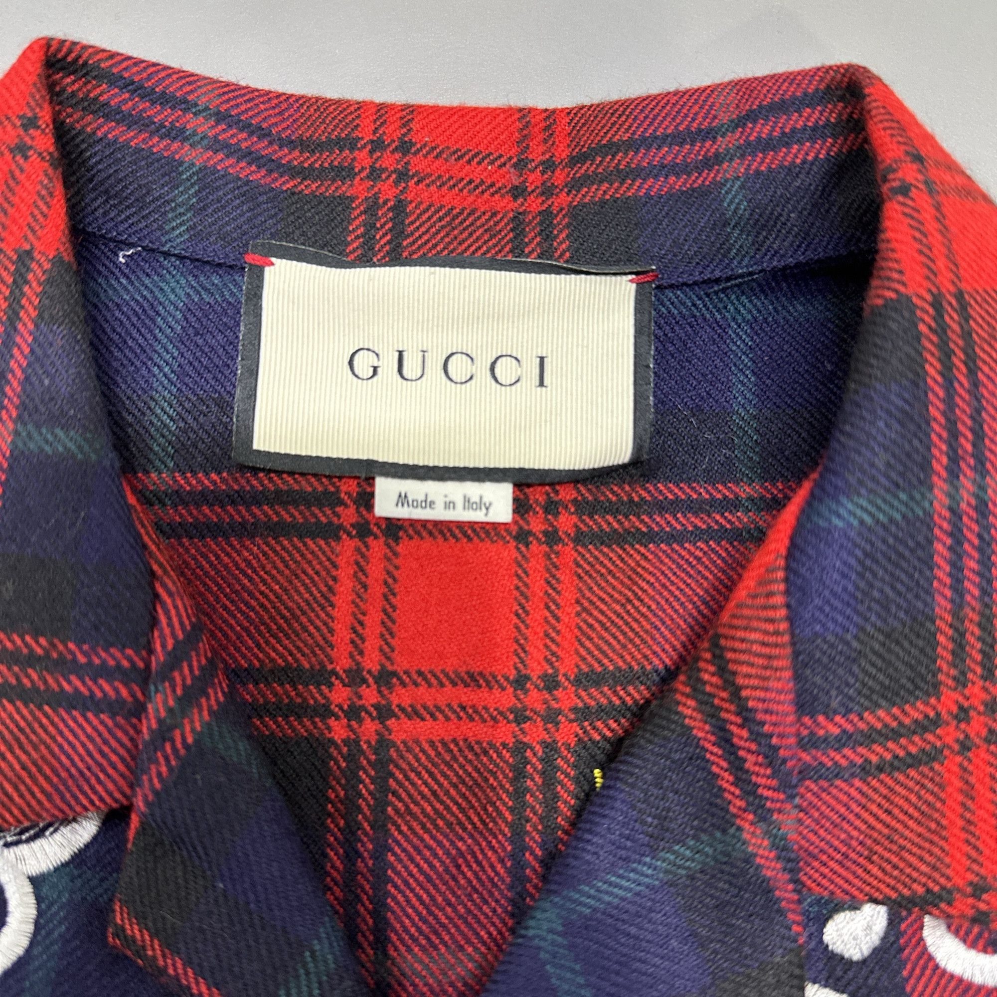 Gucci Gucci Dragon Embroidery Plaid Shirt Size 48 Size US M / EU 48-50 / 2 - 3 Thumbnail