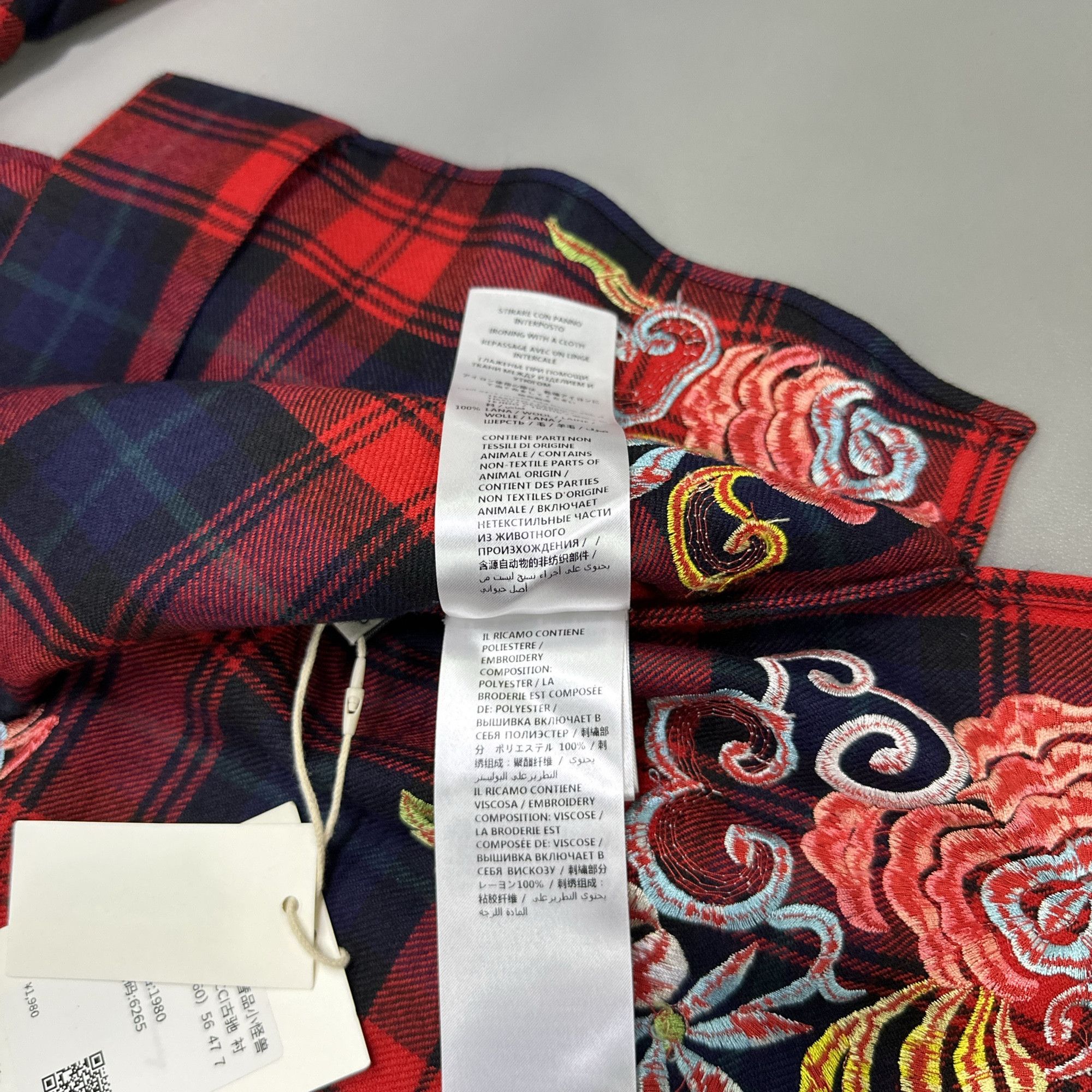 Gucci Gucci Dragon Embroidery Plaid Shirt Size 48 Size US M / EU 48-50 / 2 - 5 Thumbnail