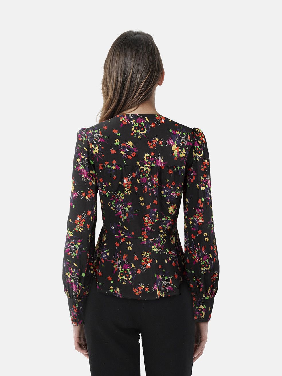 Veronica Beard Floral Silk Front Tie Blouse Size XS / US 0-2 / IT 36-38 - 2 Thumbnail