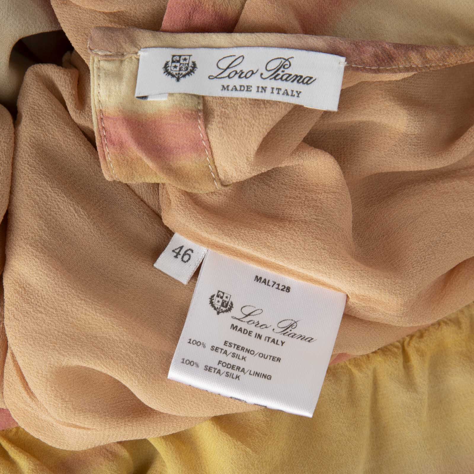 Loro Piana Yellow & Pink Maxi Dress Size L / US 10 / IT 46 - 4 Thumbnail