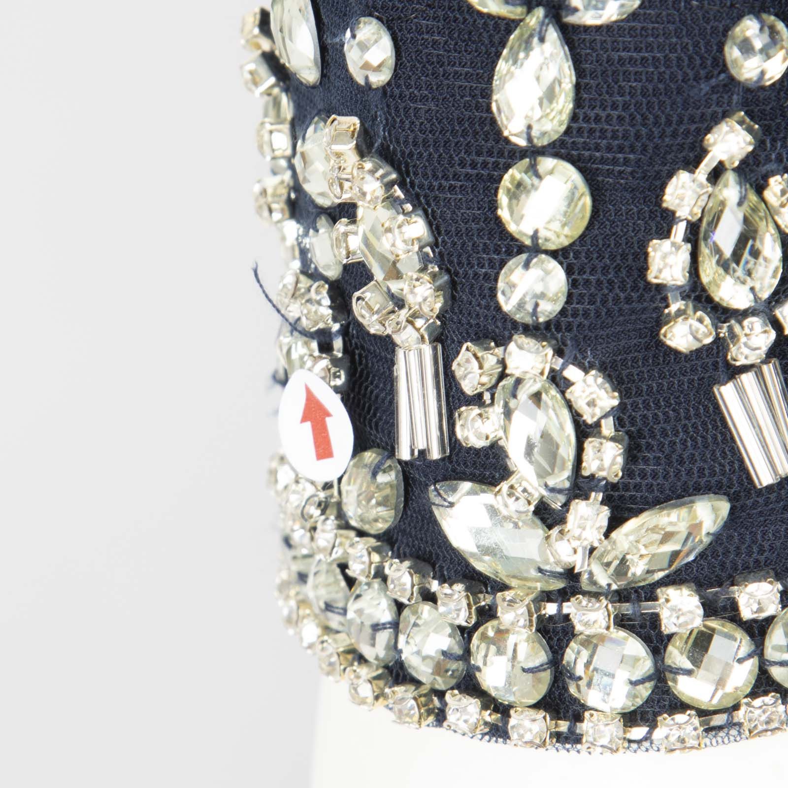 Mac Duggal Navy Crystal Embellished Ruched Dress Size S / US 4 / IT 40 - 4 Thumbnail