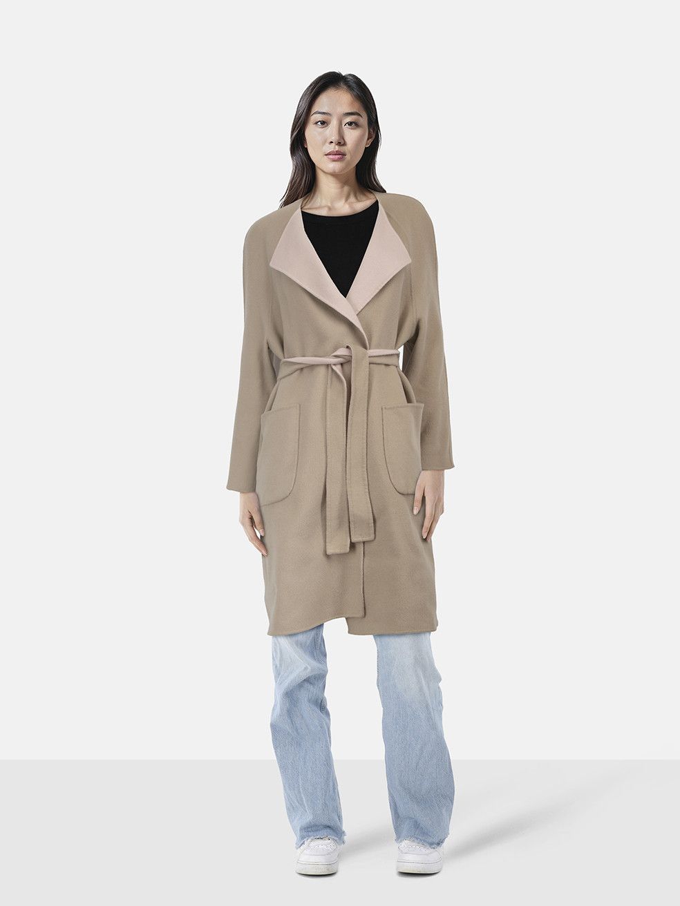 Max Mara Pink & Beige Wool Belted Reversible Coat Size M / US 6-8 / IT 42-44 - 3 Thumbnail