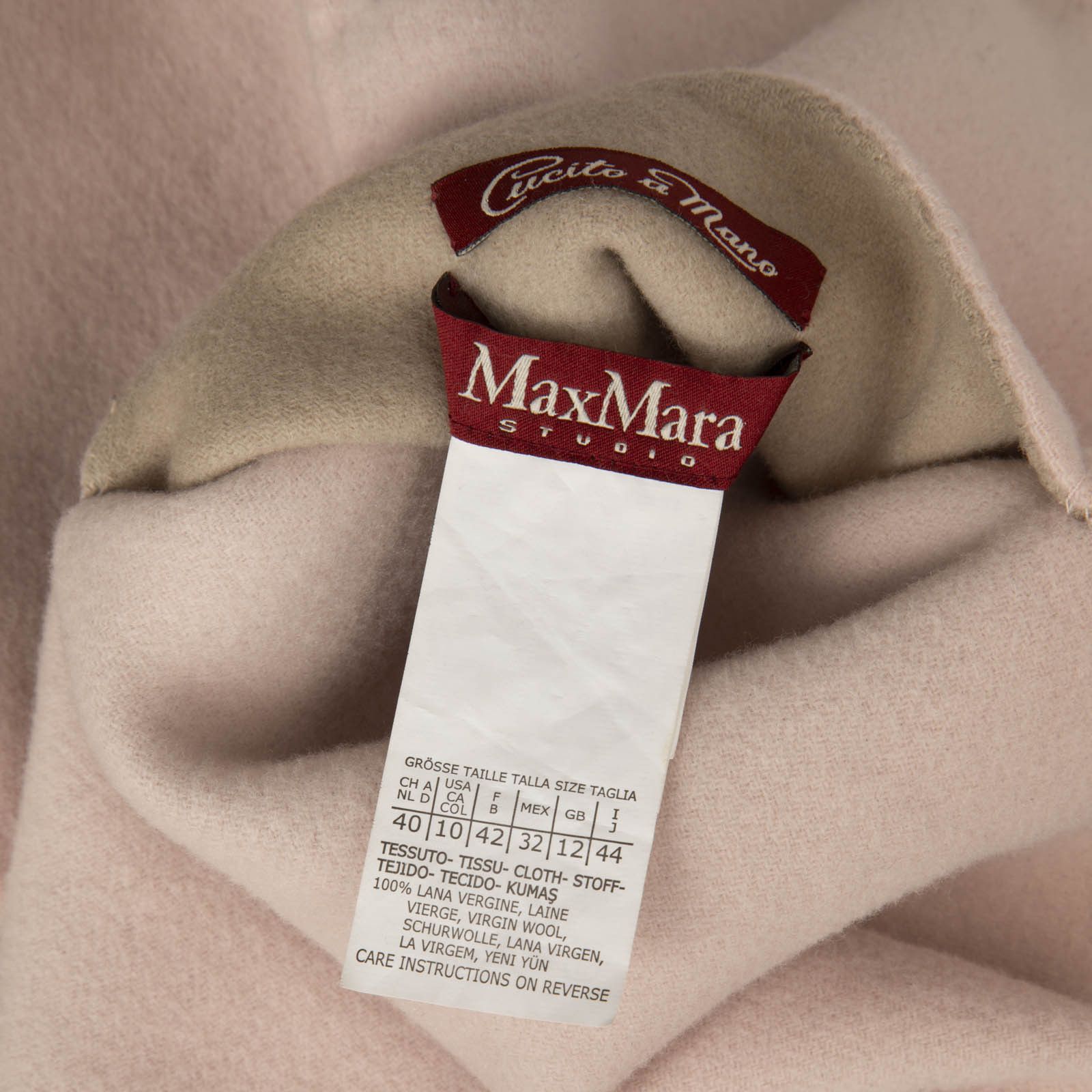 Max Mara Pink & Beige Wool Belted Reversible Coat Size M / US 6-8 / IT 42-44 - 24 Thumbnail