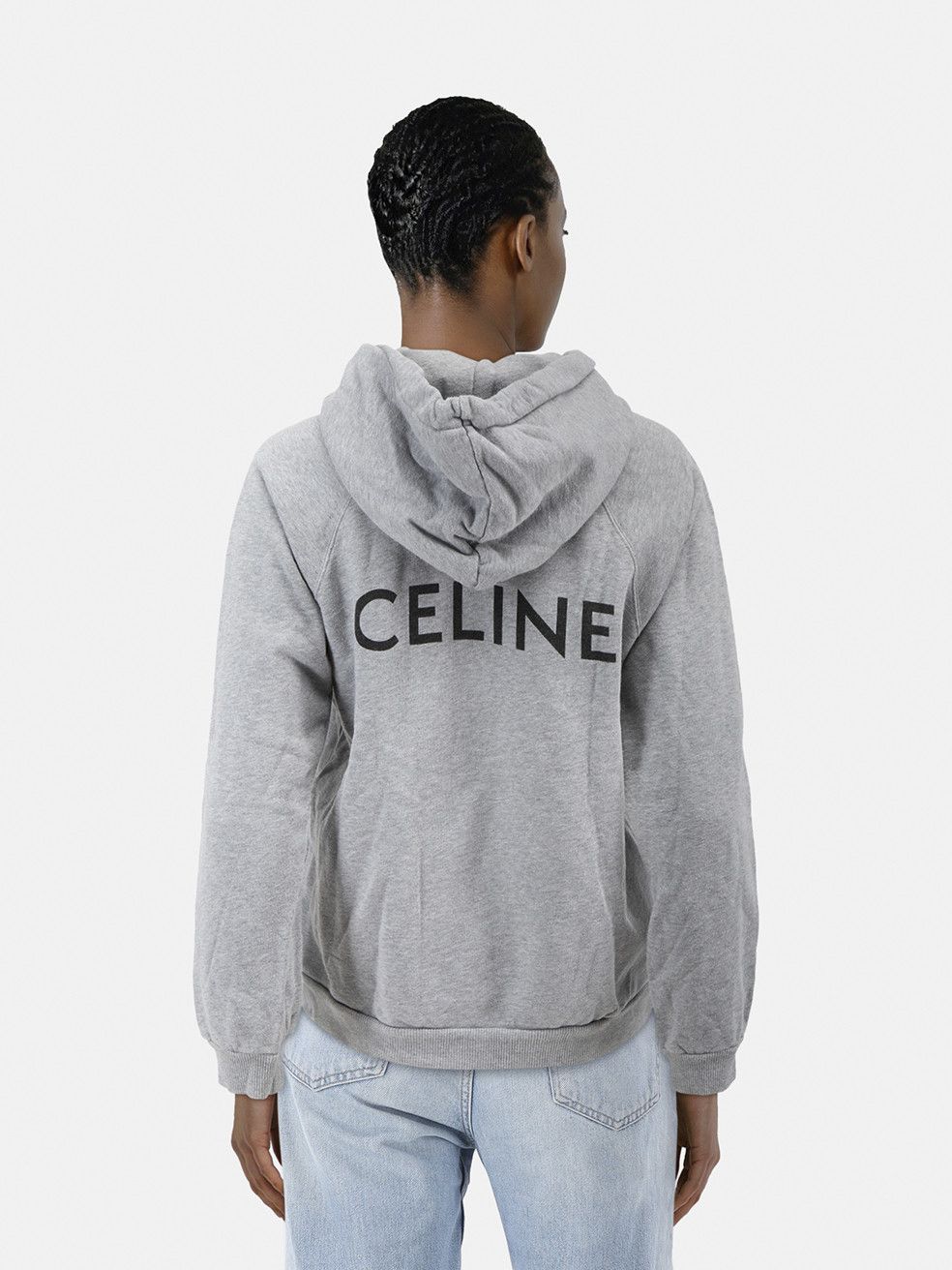 Celine Grey Logo Print Hoodie Size S / US 4 / IT 40 - 2 Thumbnail