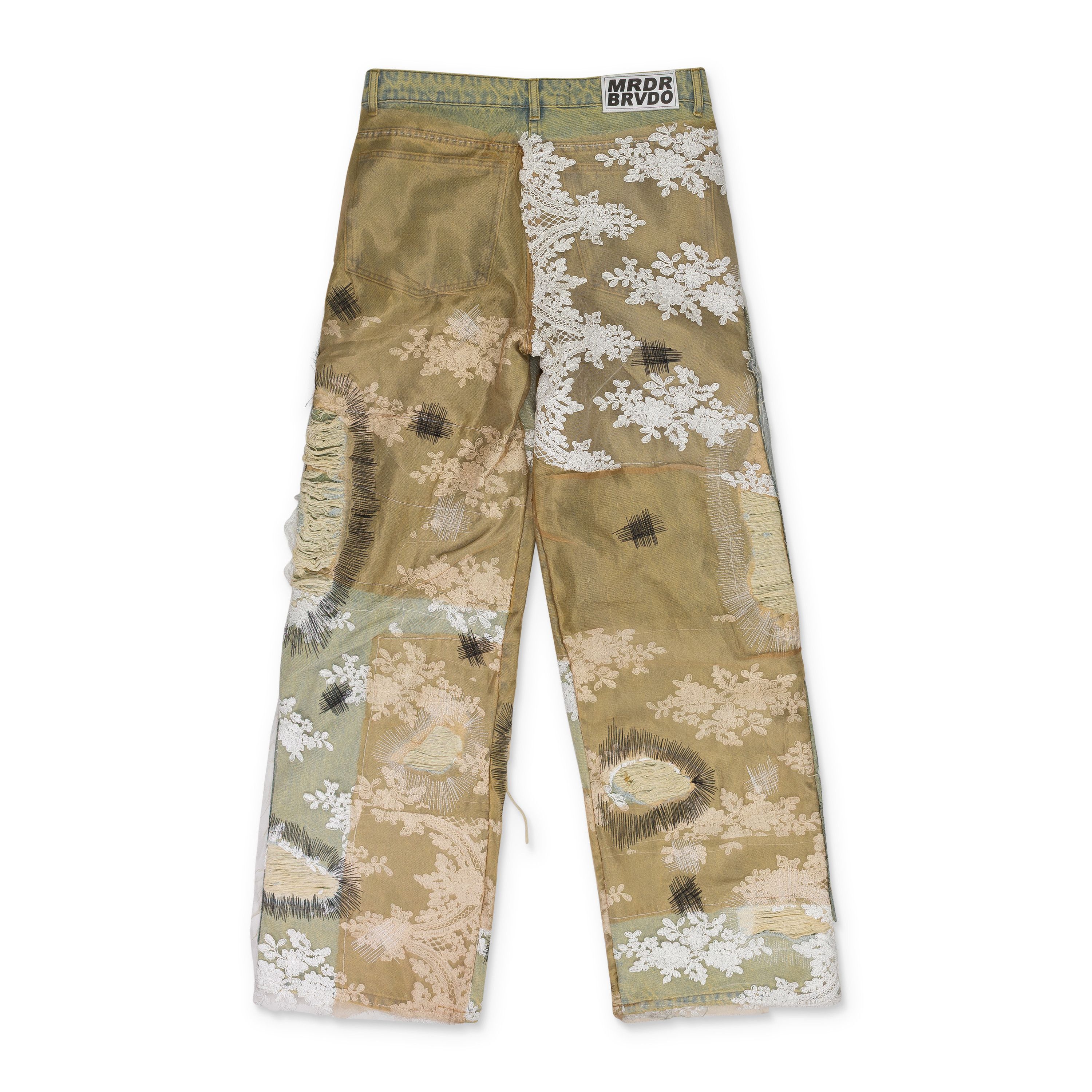 Who Decides War Who Decides War TAN OVERDYED LACE WIDE-LEG JEANS SIZE 28 Size US 28 / EU 44 - 2 Thumbnail