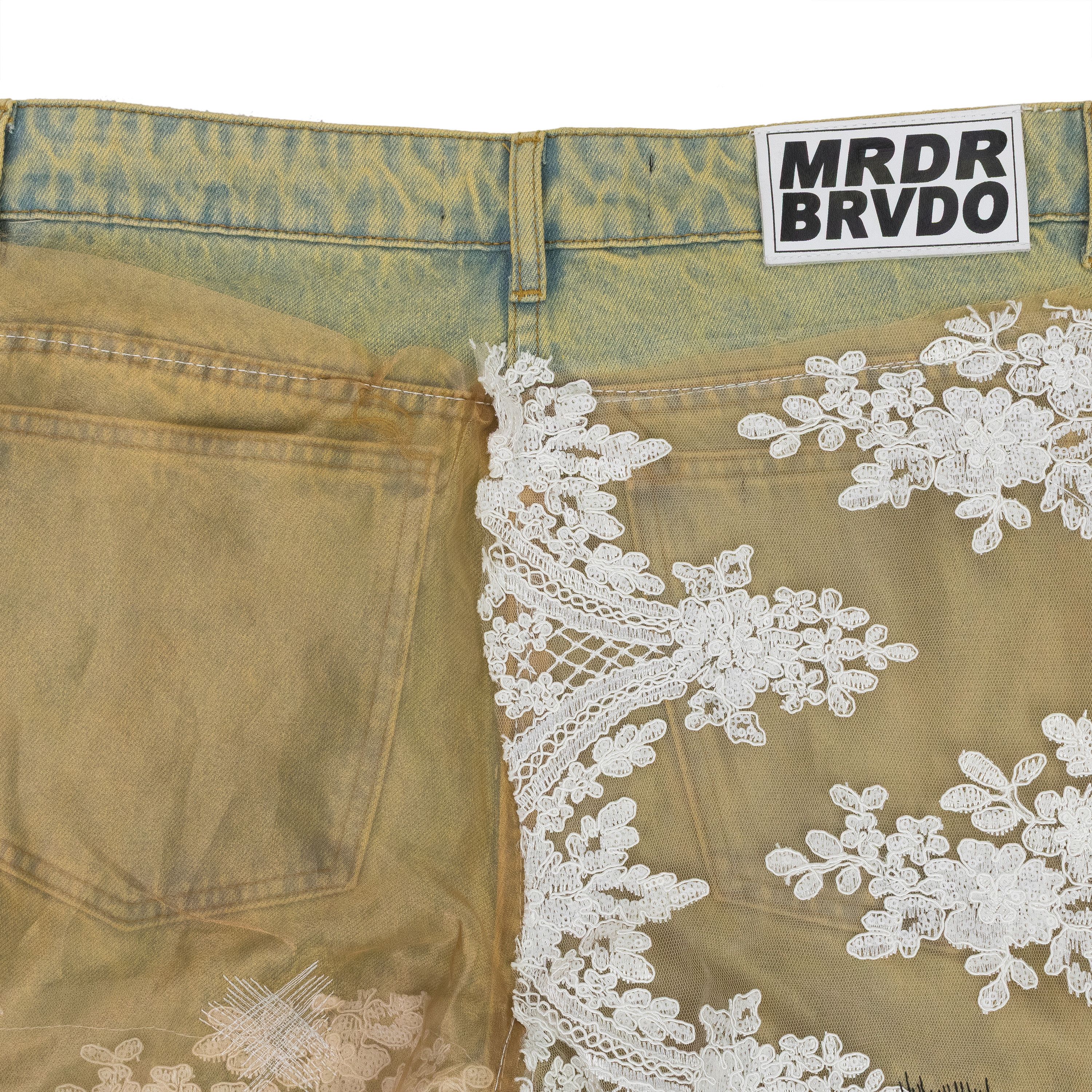 Who Decides War Who Decides War TAN OVERDYED LACE WIDE-LEG JEANS SIZE 28 Size US 28 / EU 44 - 4 Thumbnail