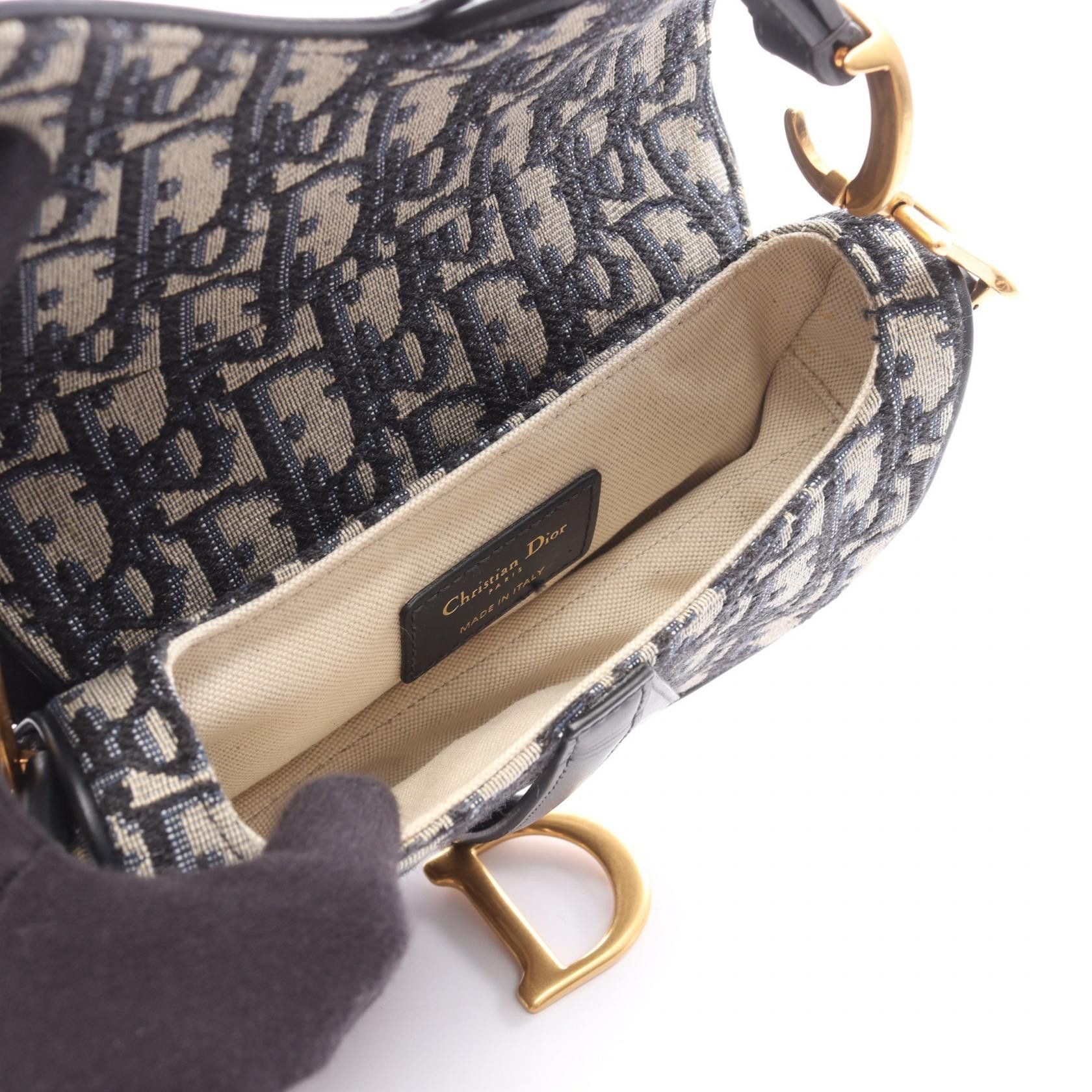 Dior Dior Dior Saddle Bag Oblique Jacquard 2way handbag Leather Shoulder Bag DUTY FREE for USA Size ONE SIZE - 3 Thumbnail