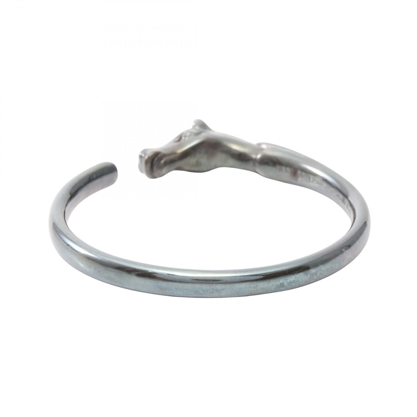 Hermes Hermes Hermes Cheval Horse Stainless Steel Bracelet Metal Bangle DUTY FREE for USA Size ONE SIZE - 2 Thumbnail