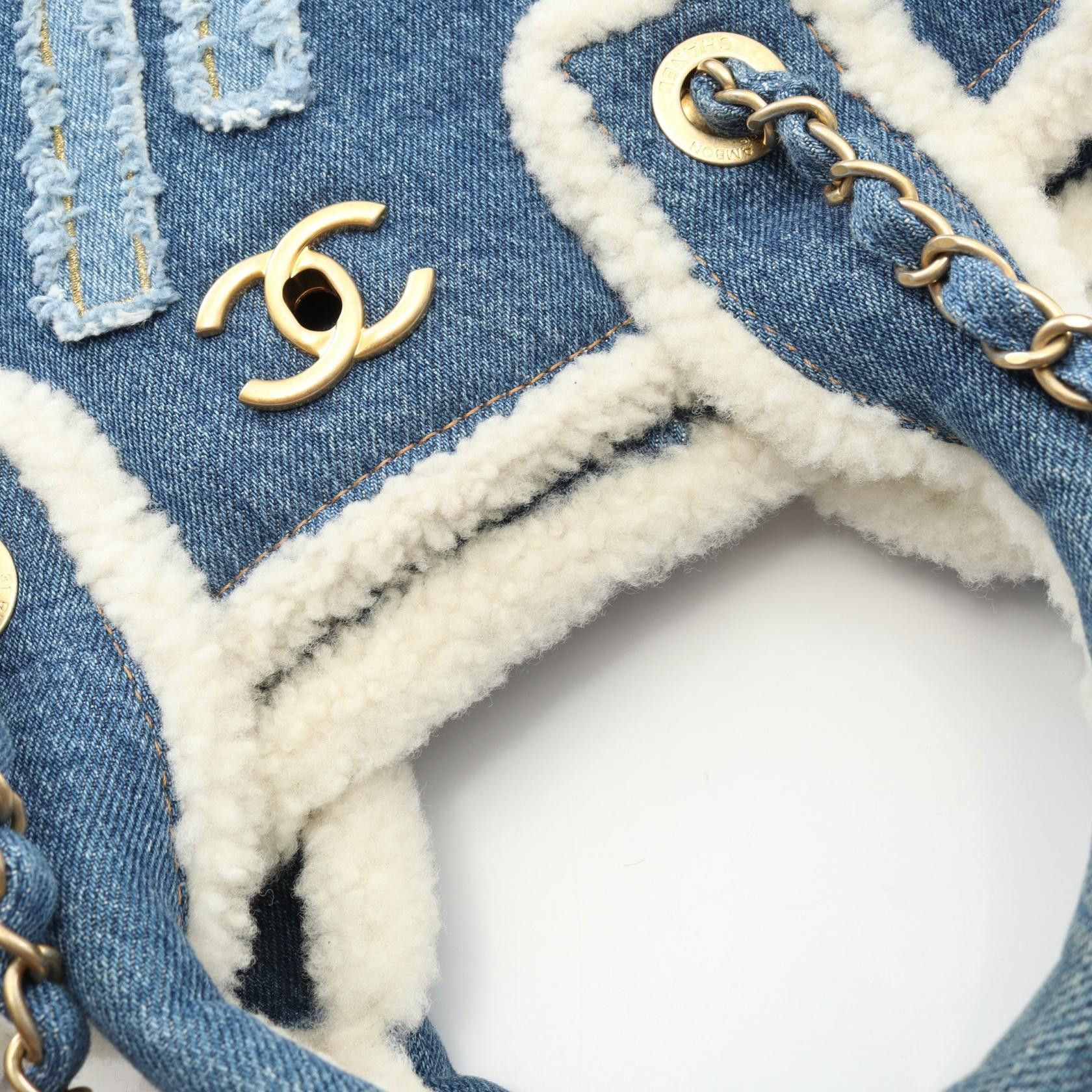Chanel Chanel Chanel Large Shopping Bag Denim Shearling Tote Bag Textile Tote Bag AS0759 DUTY FREE for USA Size ONE SIZE - 7 Thumbnail