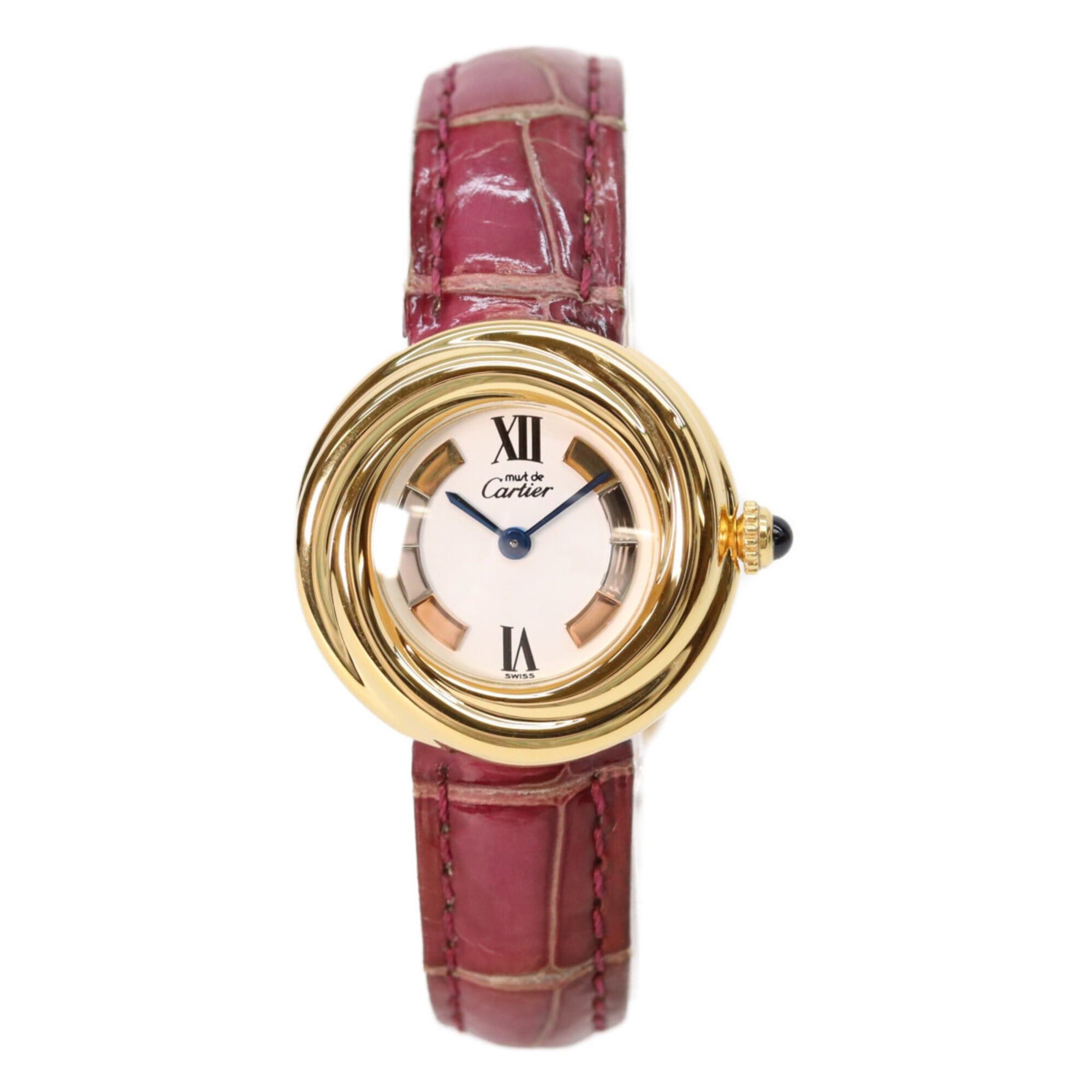 Cartier Cartier 925 W1010644 Must Trinity Vermeil SM Side Quartz Watch Gold White Dial Ladies Size ONE SIZE - 2 Thumbnail