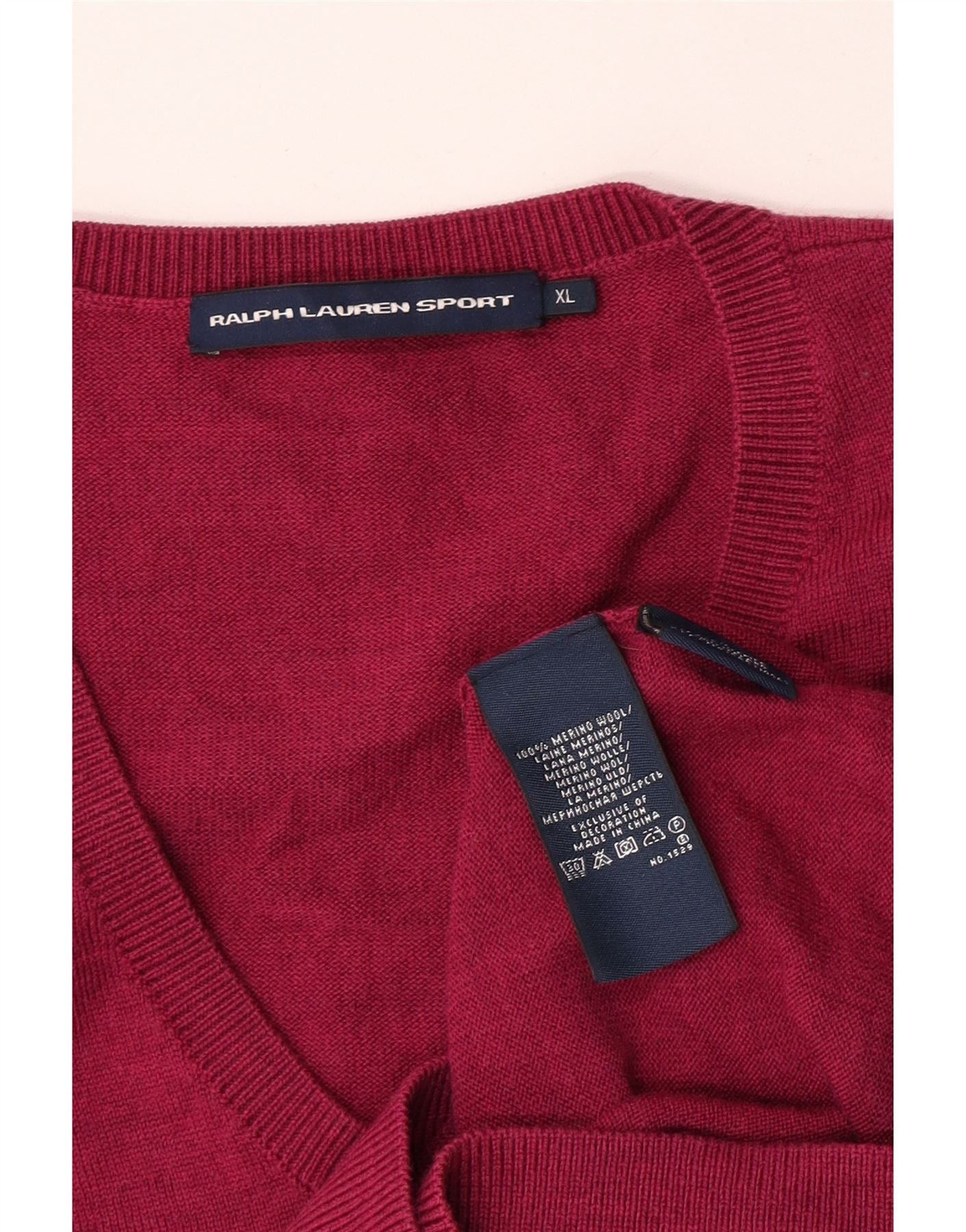 Ralph Lauren Womens V-Neck Jumper Sweater UK 18 XL Pink Merino Wool Size M / US 6-8 / IT 42-44 - 3 Thumbnail