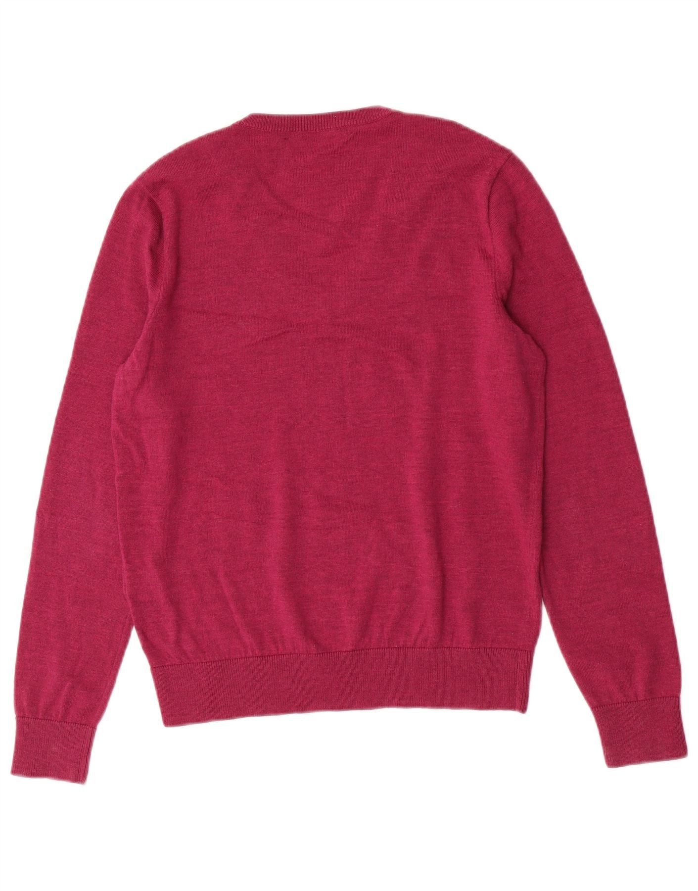 Ralph Lauren Womens V-Neck Jumper Sweater UK 18 XL Pink Merino Wool Size M / US 6-8 / IT 42-44 - 2 Thumbnail