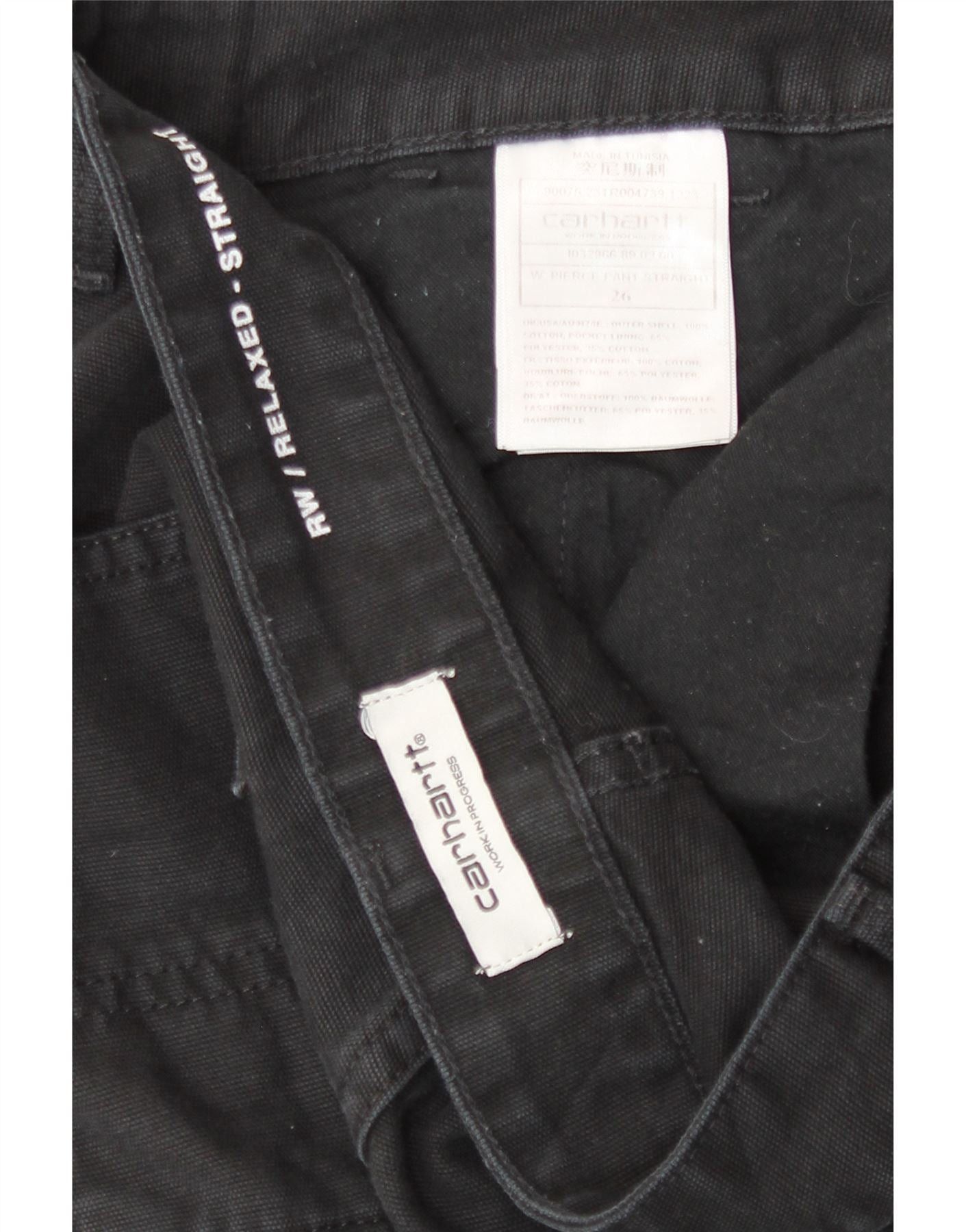 Carhartt Womens Relaxed Straight Cargo Trousers W26 L29 Black Cotton Size 42" / US 20 - 3 Thumbnail