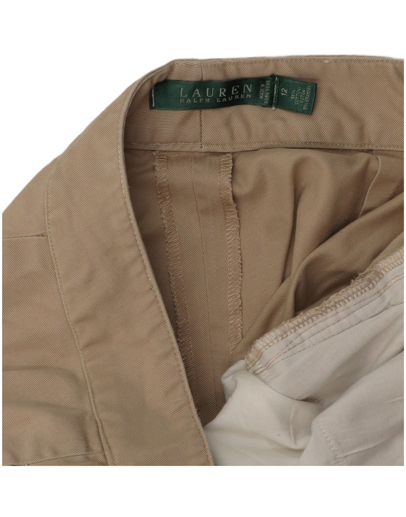 Ralph Lauren Womens Straight Capri Trousers US 12 Large W32 L21 Beige Size 30" / US 8 / IT 44 - 3 Thumbnail