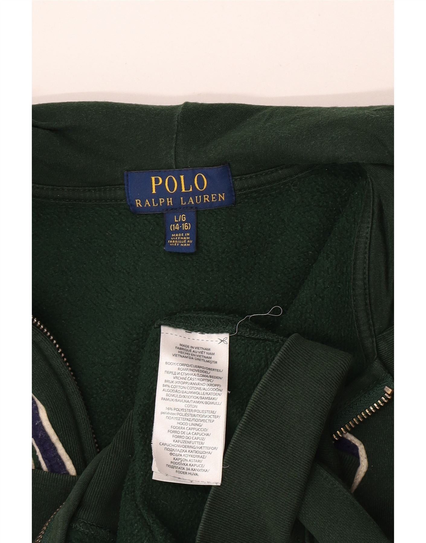 Polo Ralph Lauren Boys Graphic Zip Hoodie Sweater 14-15 Years Large Green Size L / US 10 / IT 46 - 5 Thumbnail