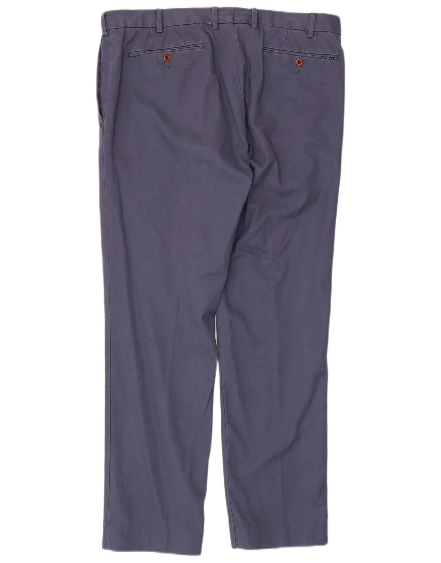 Polo Ralph Lauren Mens Slim Fit Suit Trousers W36 L32 Blue Cotton Size 36R - 2 Thumbnail